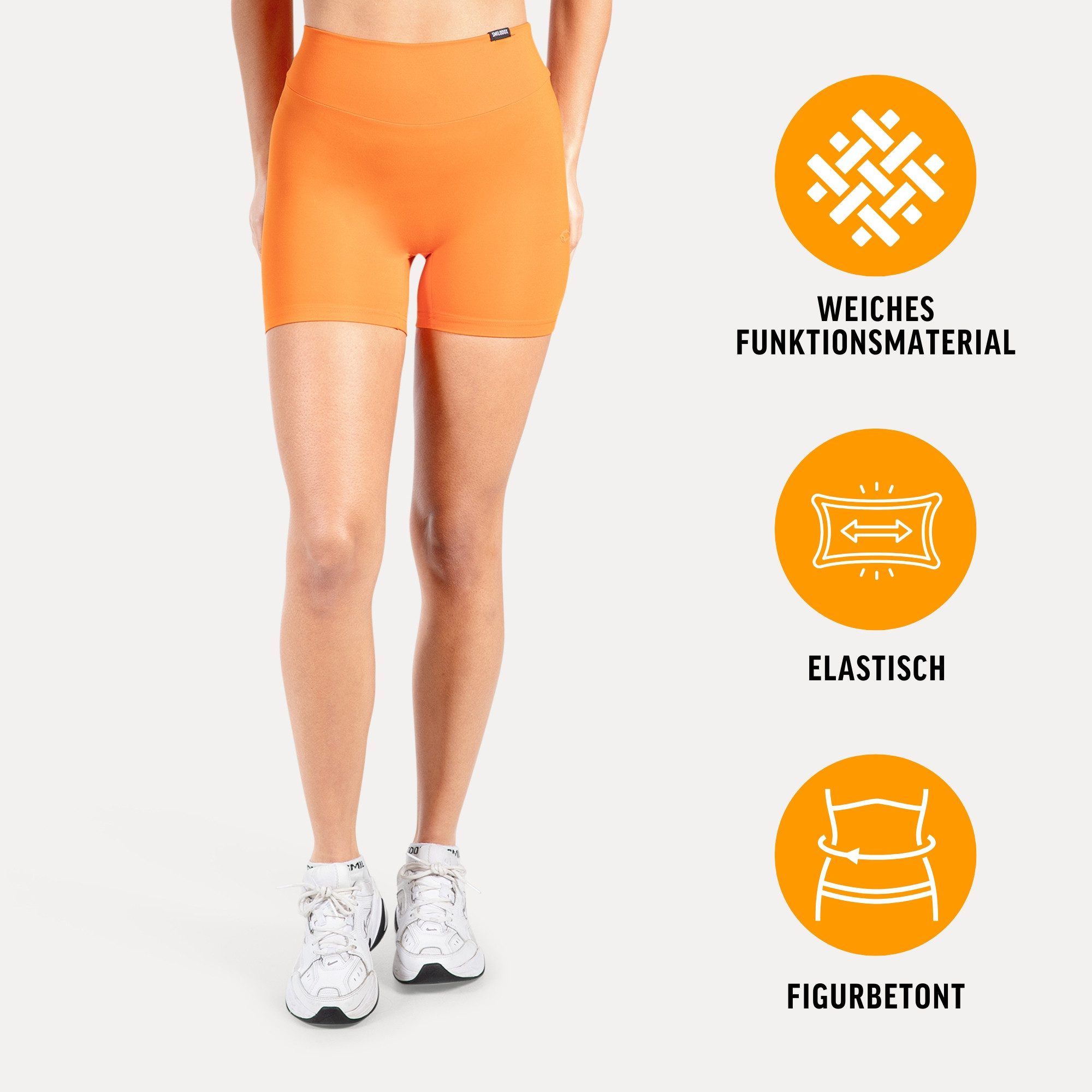 Smilodox Shorts Veyra, Figurbetonte Funktionsshorts mit 3D Rubber Print, Kurze Hose elastisches Material Hoher Komfort Slim Fit Radlerhose Training Yoga