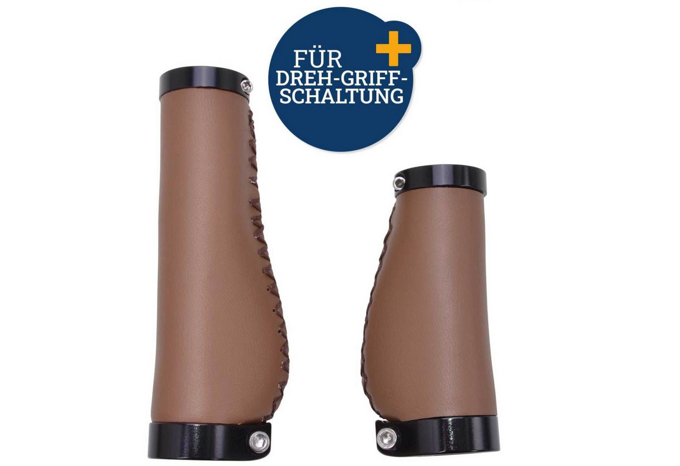 Diedrich Filmer GmbH Fahrradlenkergriff Fahrrad-Griffe Ergonomisch für Drehgriff Schaltung (2x Lenkergriffe, 2-St., Set), Set Kurz Lang Lenker-Griffe Ergo PU Leder Lenkergriffe Fahrradgriffe