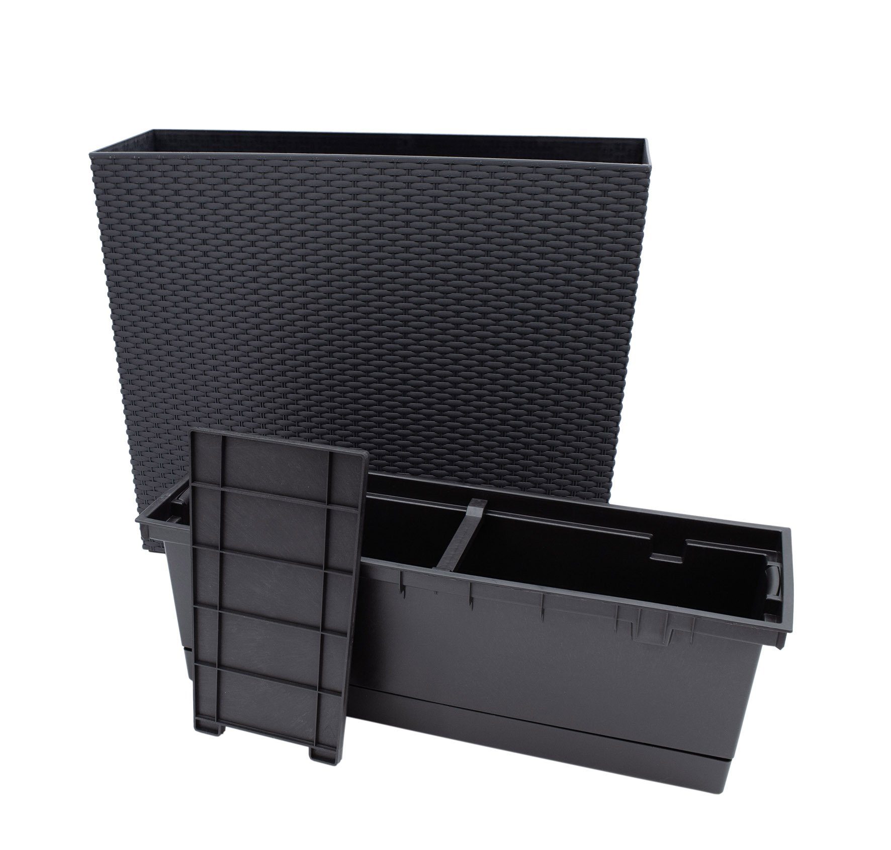Spetebo Blumenkasten XL Pflanzkasten anthrazit Rattan günstig online kaufen