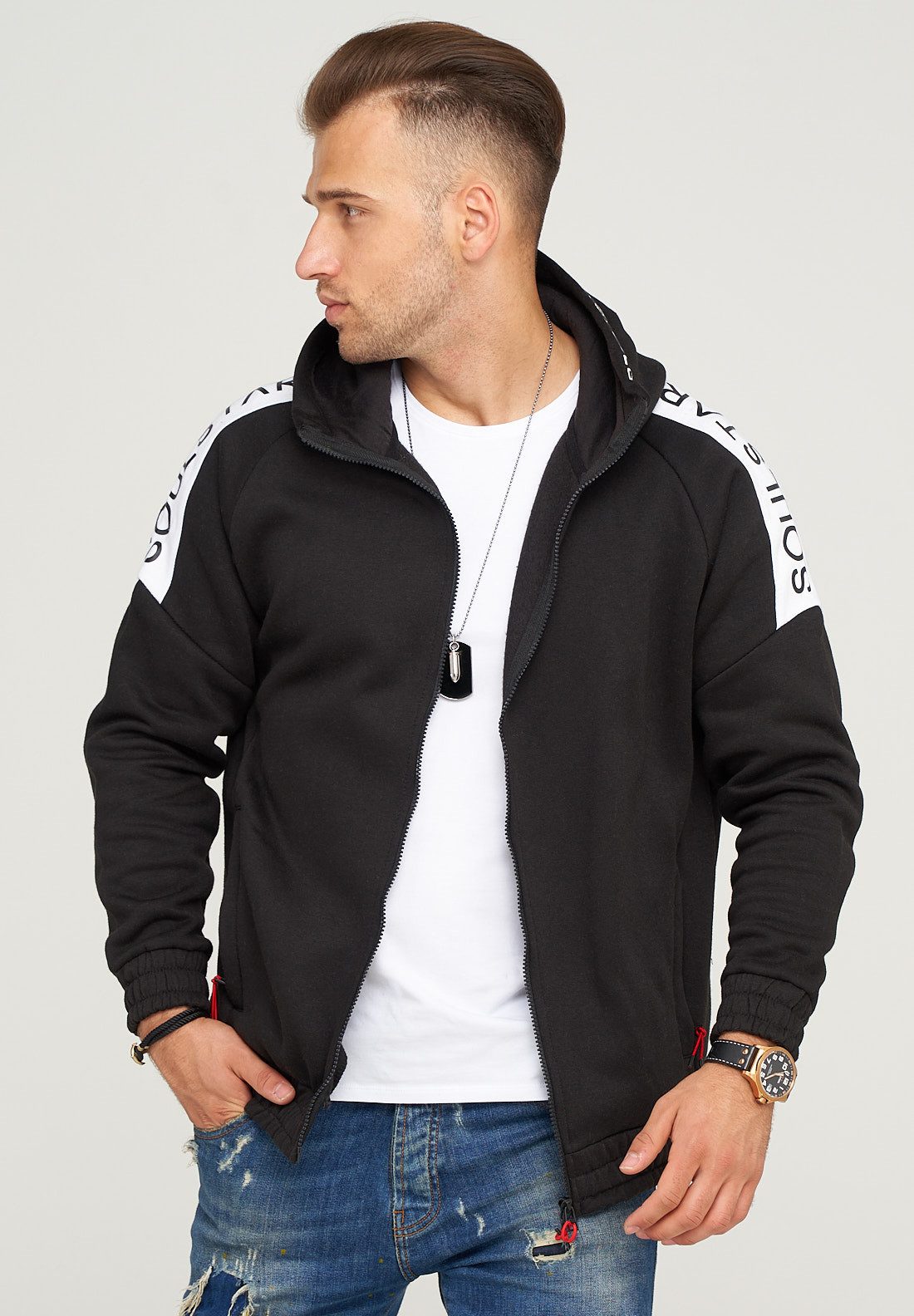 SOULSTAR Sweatjacke LIMA mit lässigem Markenprint