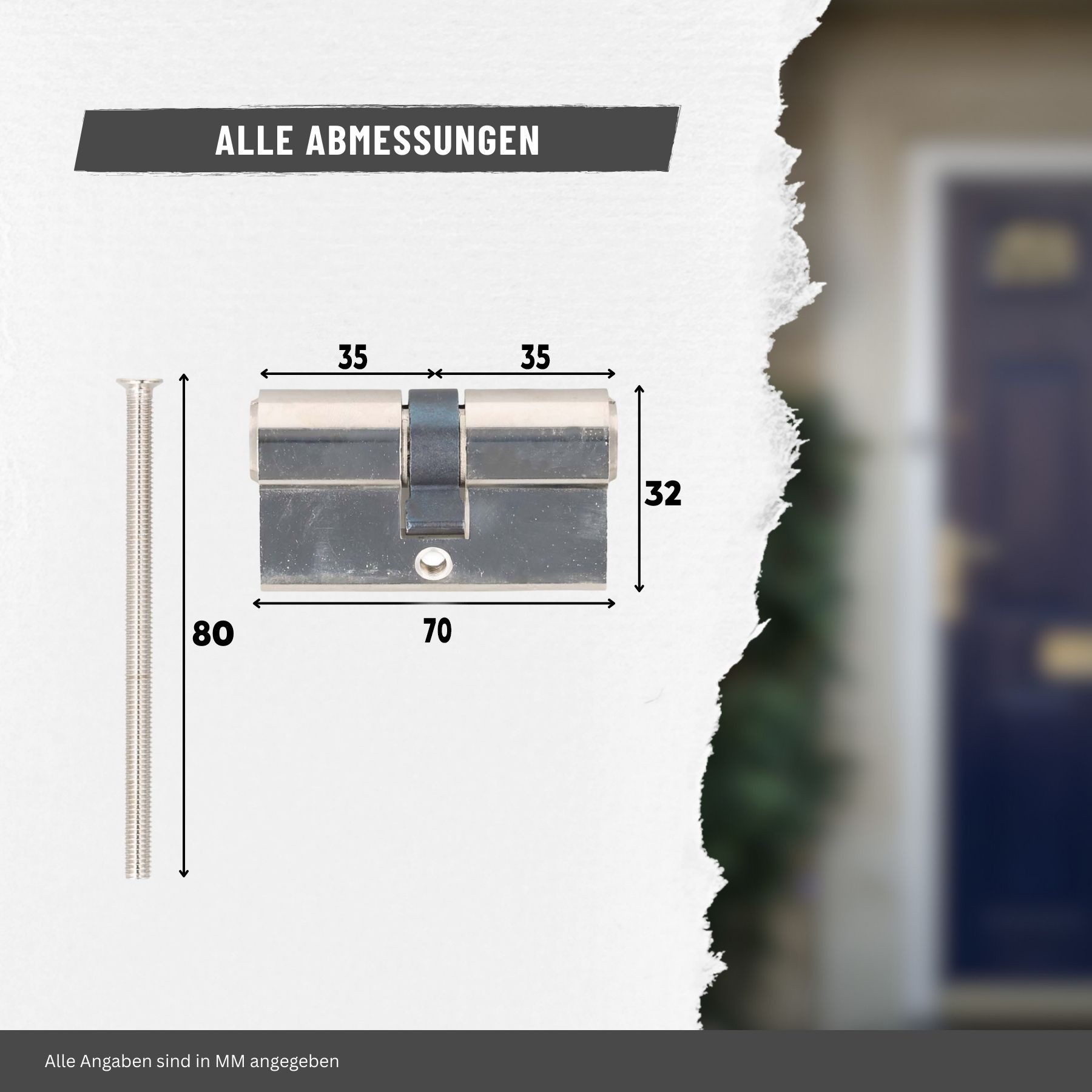 INTRA-TEC Profilzylinder Doppel Profilzylinder 35/35mm–verschiedenschließend–inkl. 3 Schlüssel, (1-St., Profilzylinder + 3 Schlüssel), vernickelt