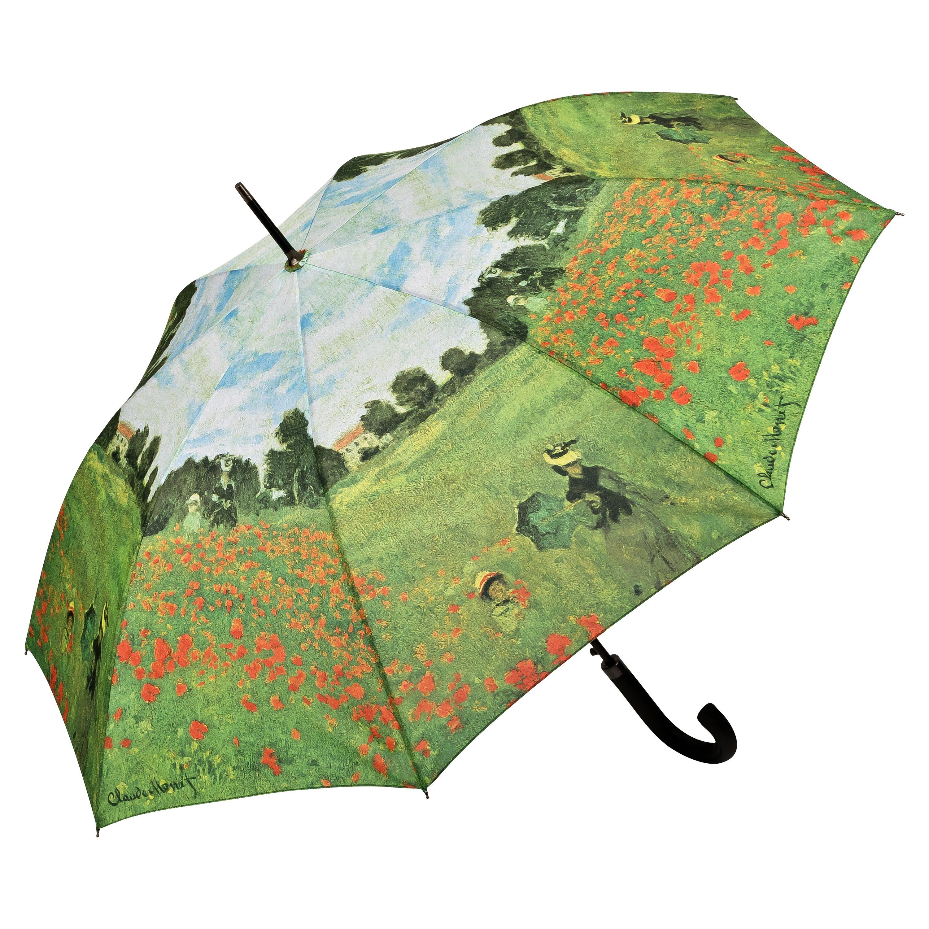 von Lilienfeld Stockregenschirm Motivschirm Claude Monet: Mohnblumenfeld Auf-Automatik Kunst, 100% Regenschutz / 95 % UV-Schutz
