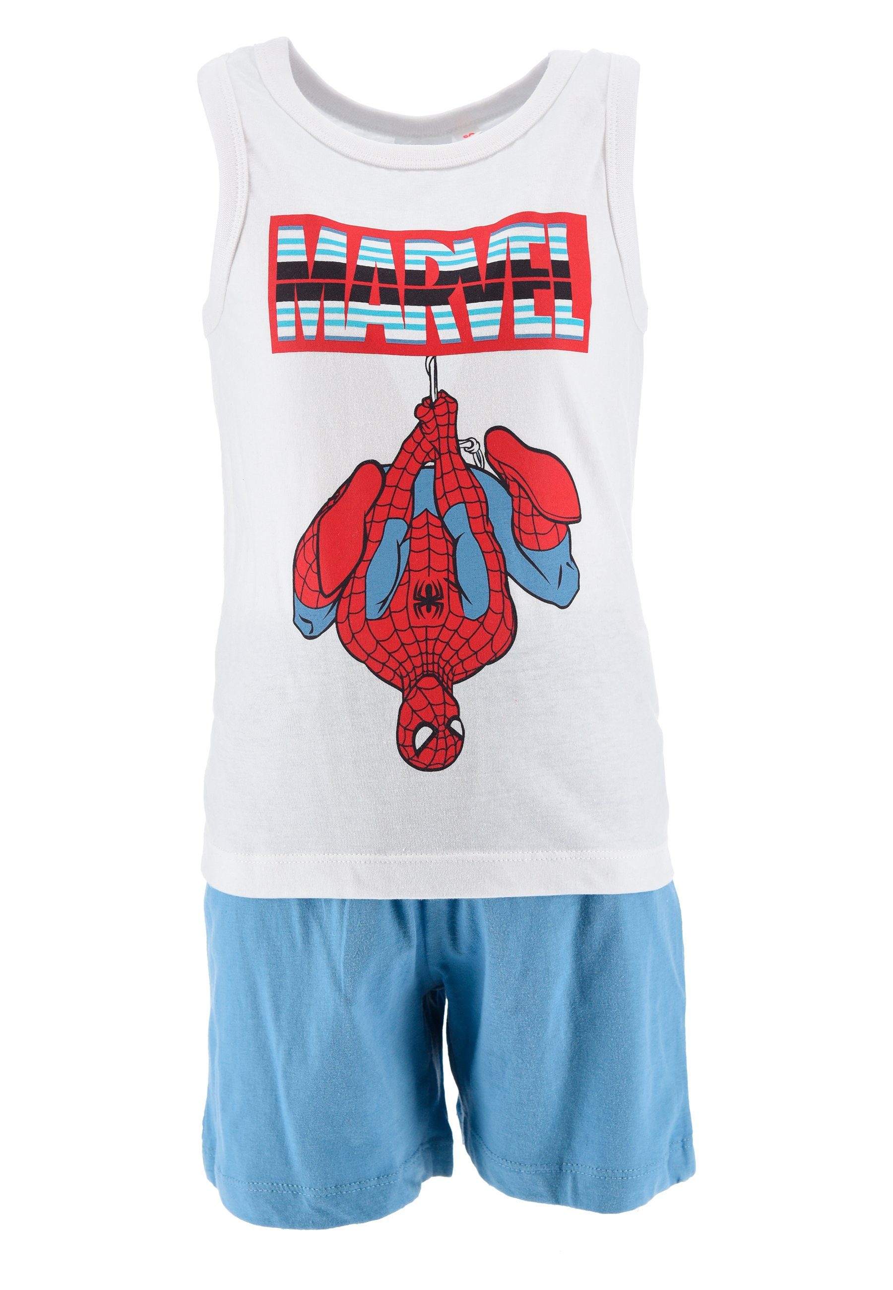 (2 Shorty Kinder tlg) Schlaf-Set Blau Jungen Pyjama Spiderman