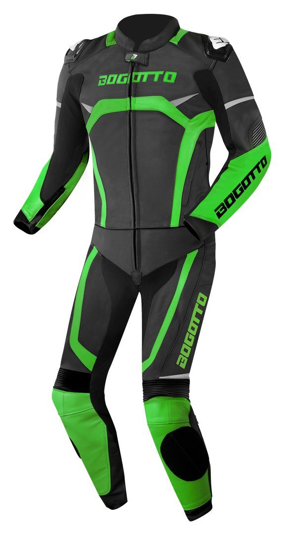 Motorradkombi Motorrad Misano Bogotto 2-Teiler Lederkombi Black/Green