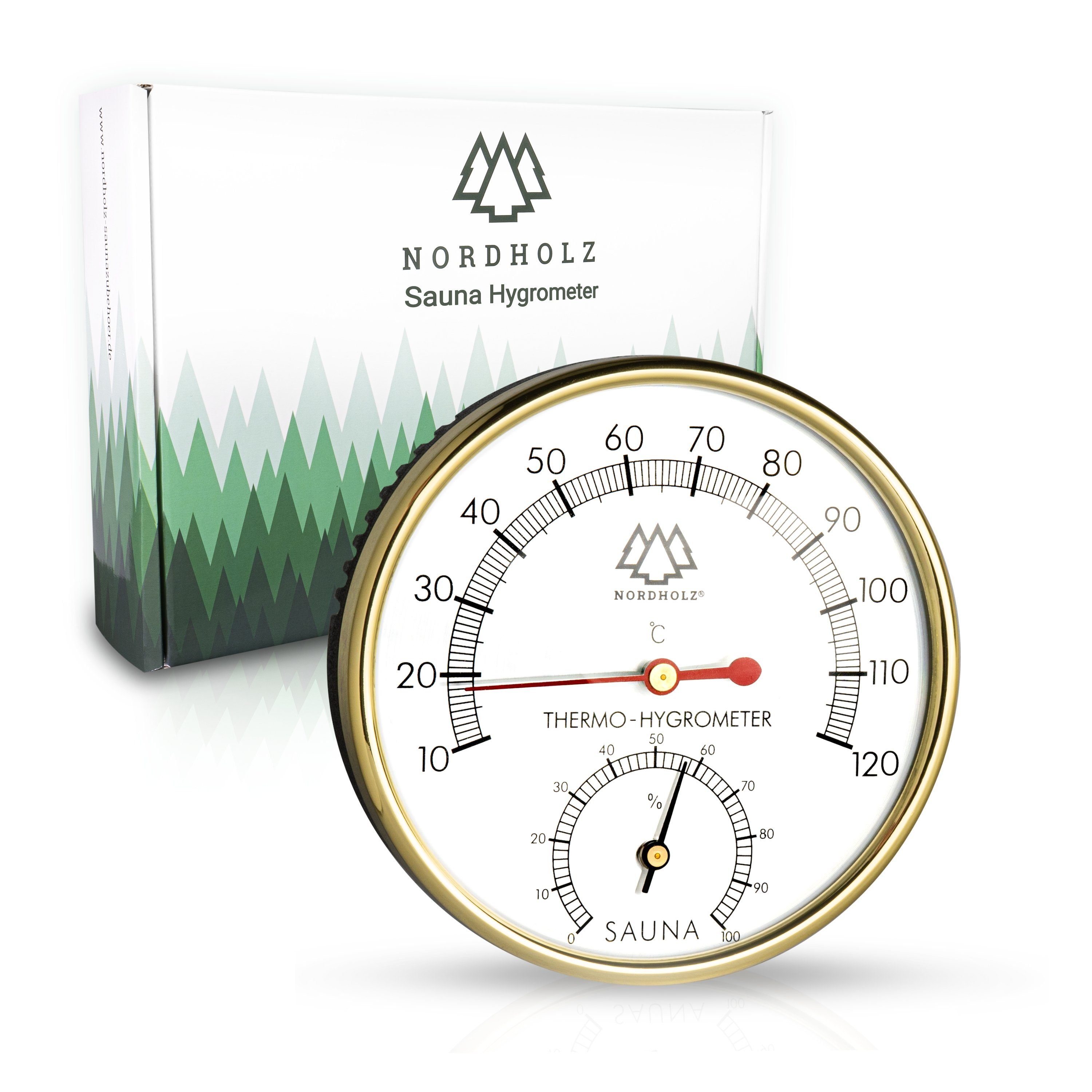 NORDHOLZ Raumthermometer Sauna Thermometer Hygrometer, 2in1 1-tlg., Analoges Hygrometer, Sauna Zubehör