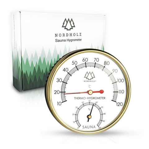 NORDHOLZ Raumthermometer Sauna Thermometer Hygrometer, 2in1 1-tlg., Analoges Hygrometer, Sauna Zubehör