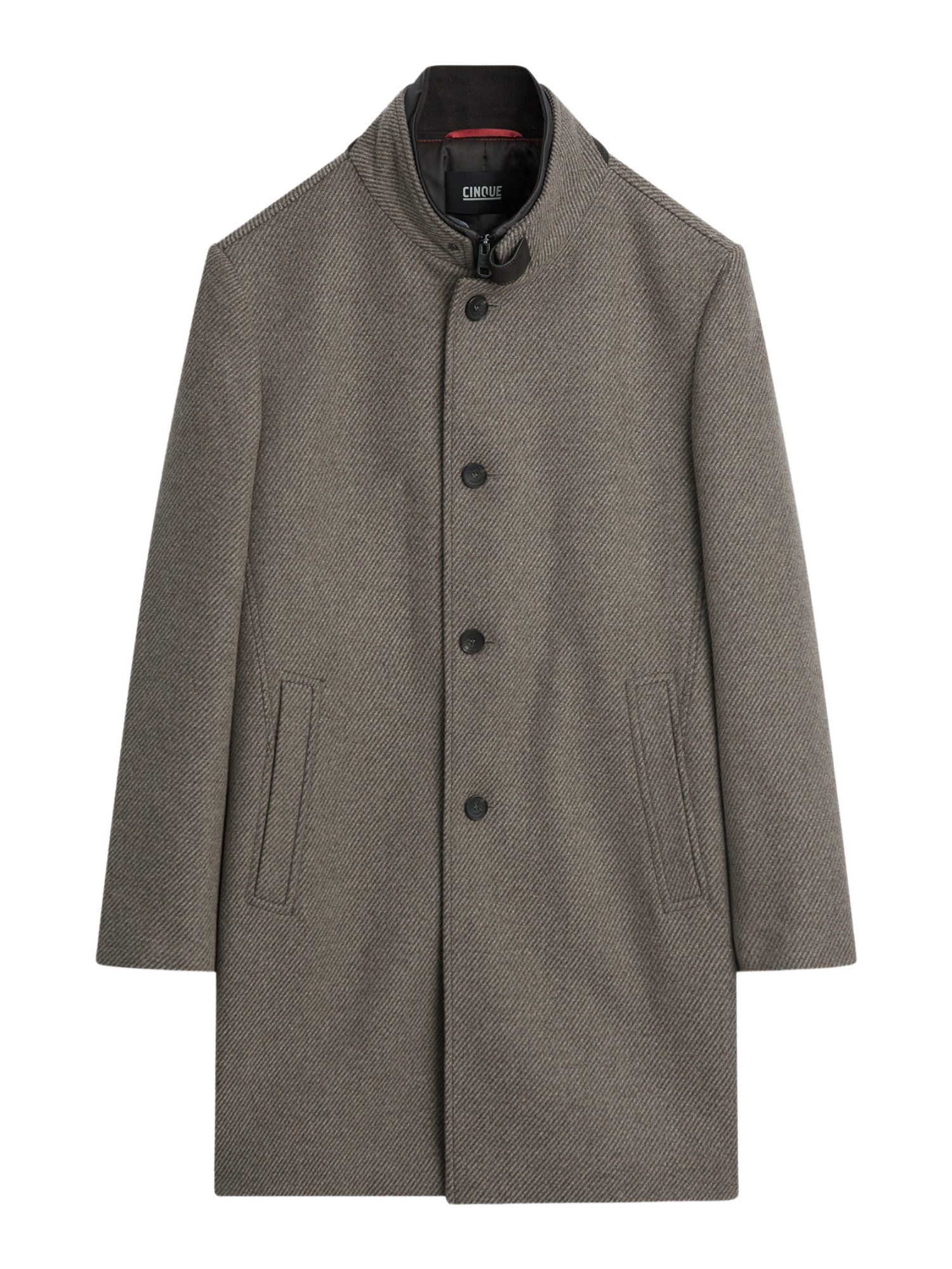 Cinque Strickmantel braun,Outdoor,Wolle,Meliert,Stehkragen,Lang,Regular Fit