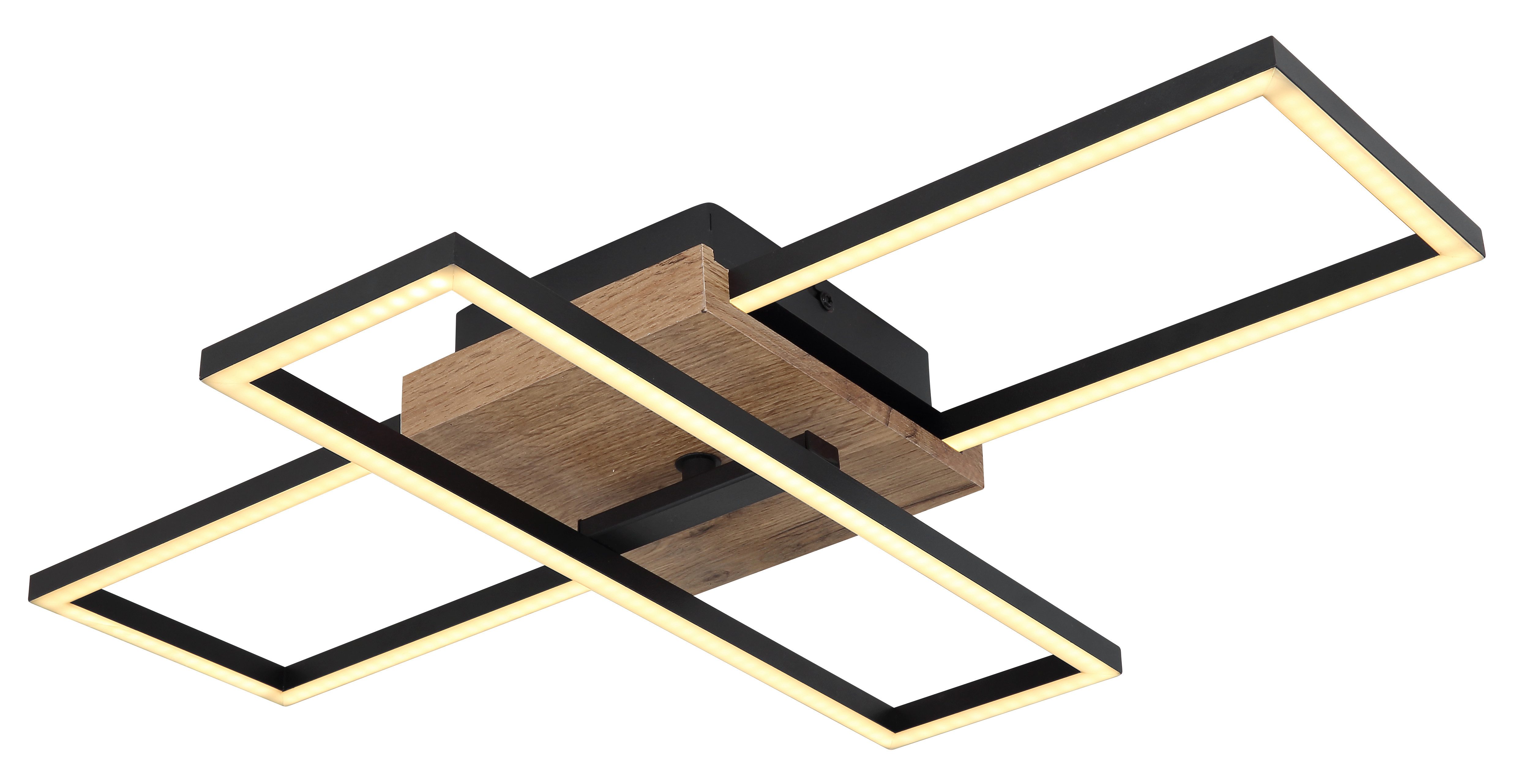 GLOBO LIGHTING LED Deckenleuchte KENDRA, LED fest integriert, Warmweiß, Deckenlampe/Wohnzimmer/Schlafzimmer/modern/Holz