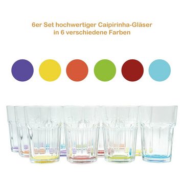 what the shop Gläser-Set Caipirinha Cocktailglas, farbiger Boden, transparent 300ml 6 Stück