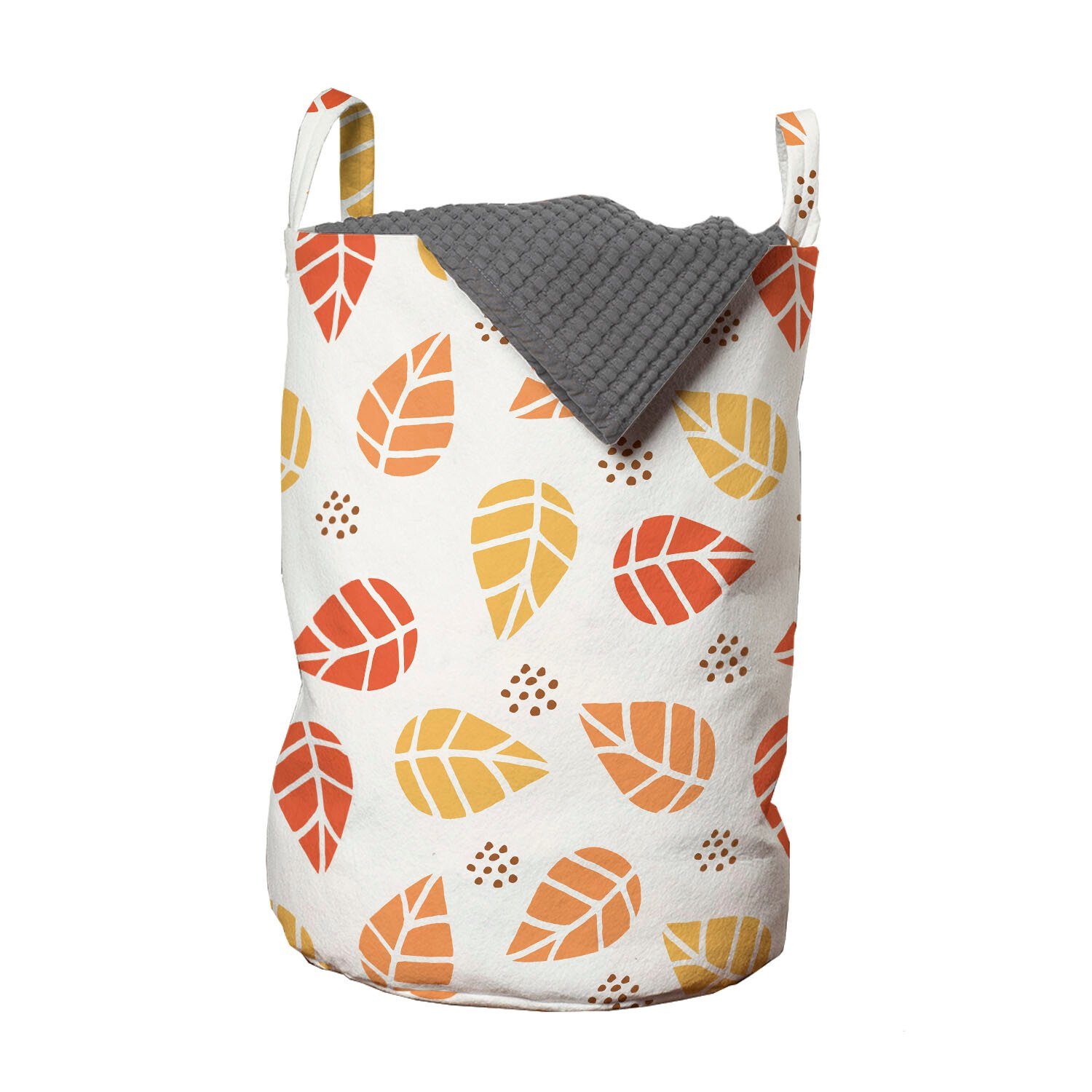 Abakuhaus Wäschesäckchen Wäschekorb mit Griffen Kordelzugverschluss für Waschsalons, Herbst Tangerine Wiederholungs-Muster