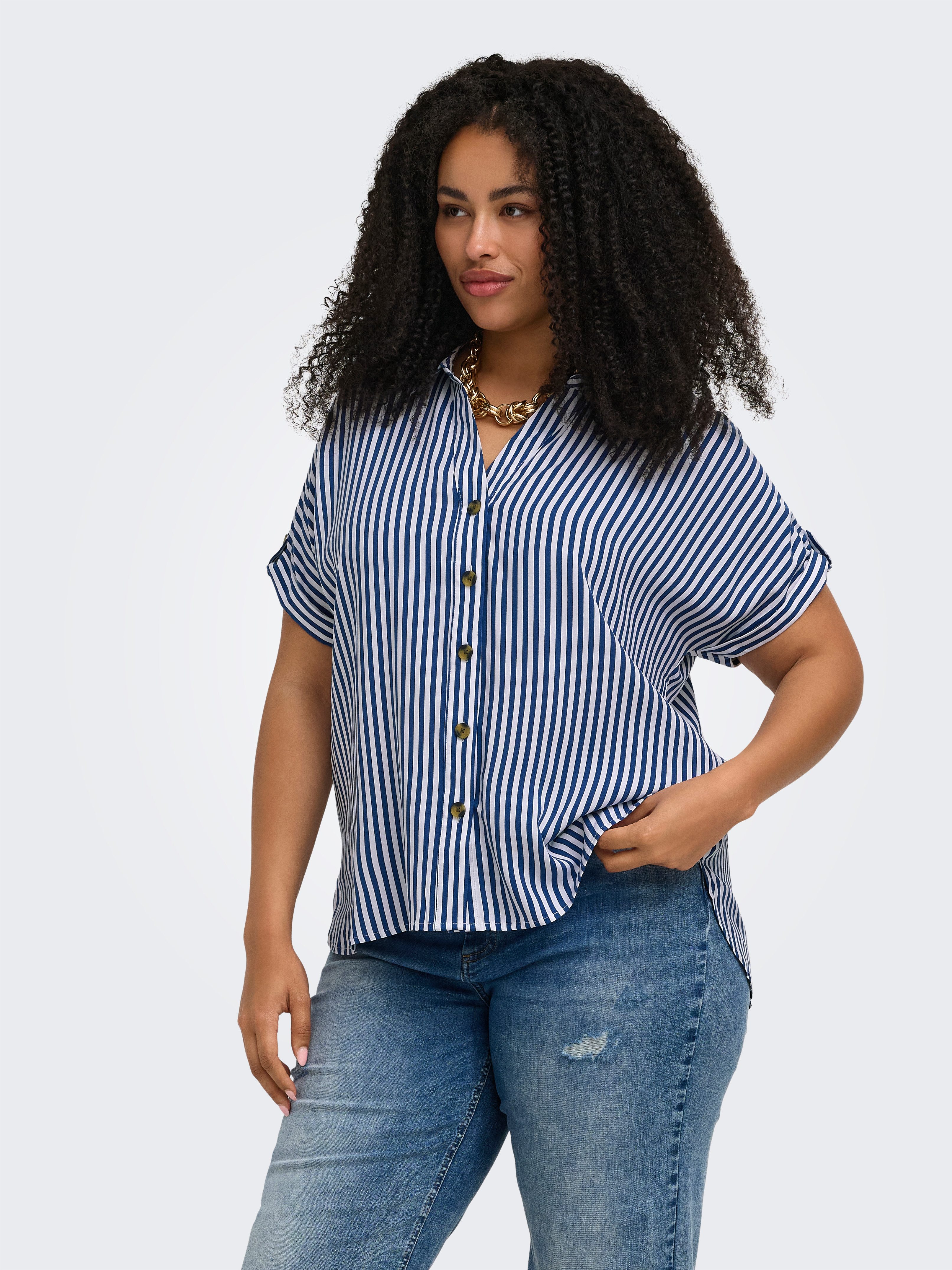 ONLY CARMAKOMA Kurzarmbluse CARYASMIN SHIRT S/S WVN NOOS Viskose