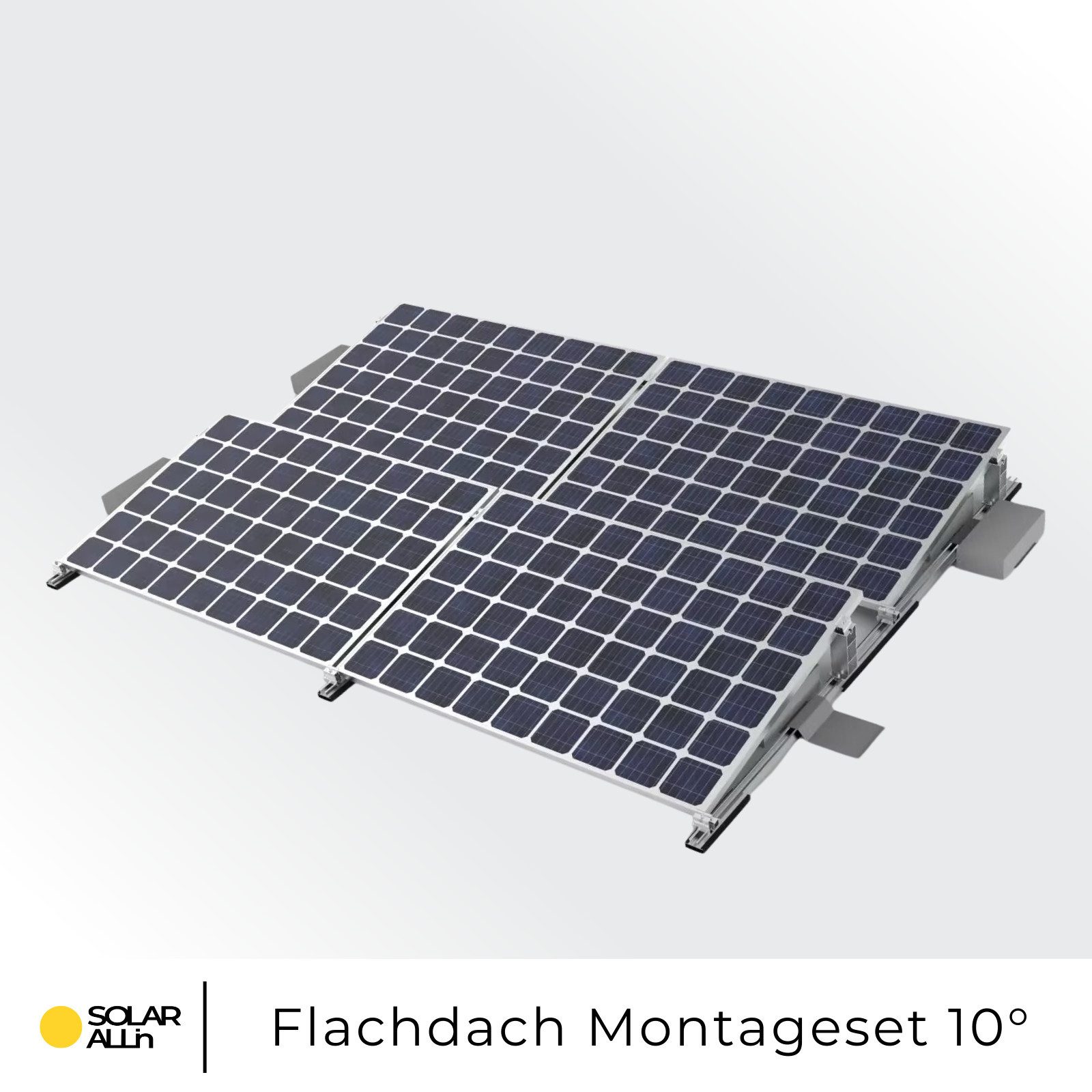 smartEC Solarmodul-Halterung Montagesystem für Flachdach 4 Solarmodule Neigung 10°, (Einfache Montage Aluminium rutschfest modular erweiterbar effektiv) – Bild 2 von 5