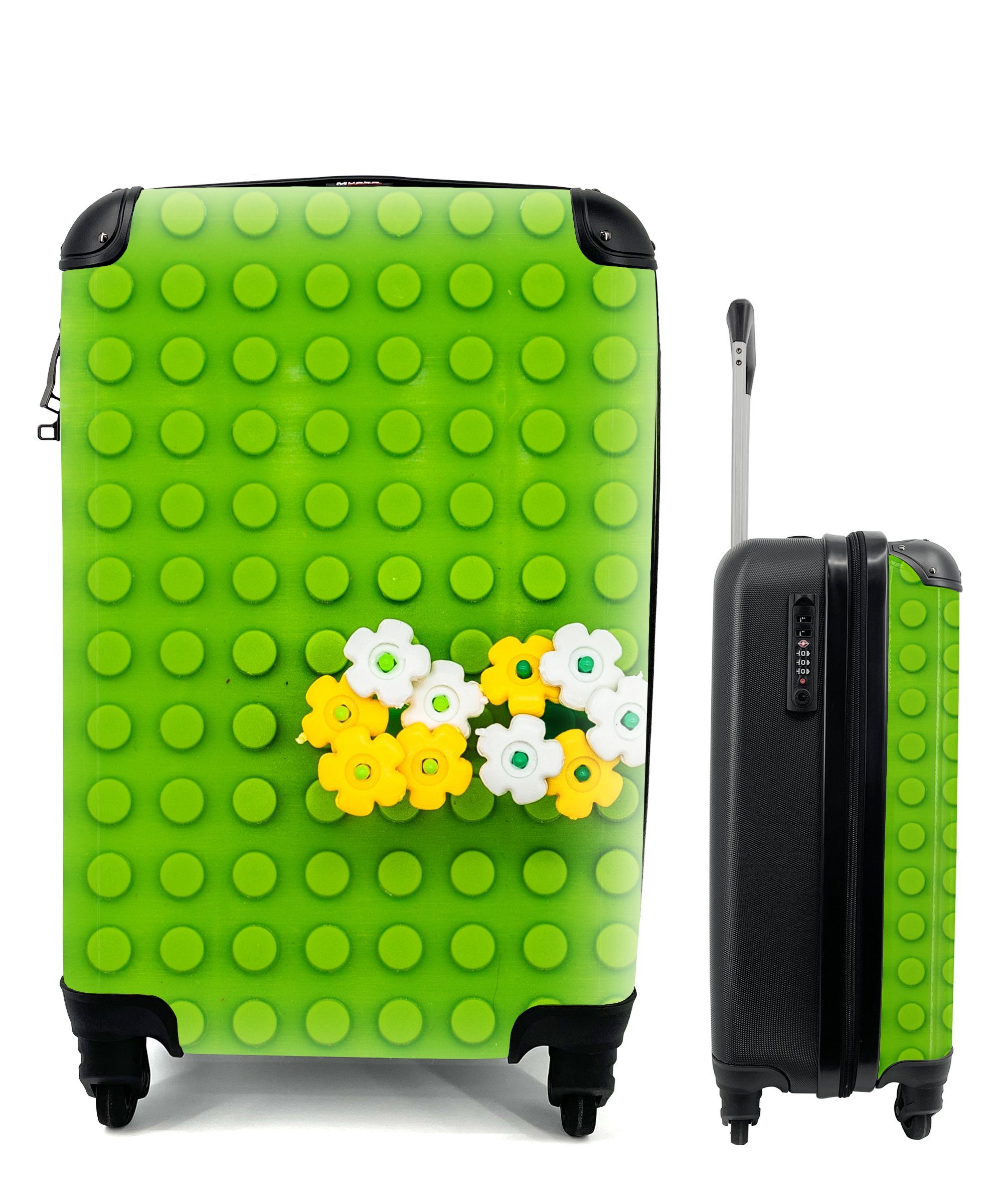 MuchoWow Handgepäckkoffer Unterlage mit Blumen, 4 Rollen, Reisetasche mit rollen, Handgepäck für Ferien, Trolley, Reisekoffer