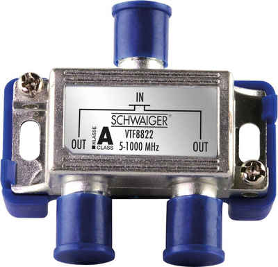 Schwaiger SAT-Verteiler VTF8822 241 (verteilt ein Signal auf zwei Teilnehmer), für Kabel- und Antennenanlagen