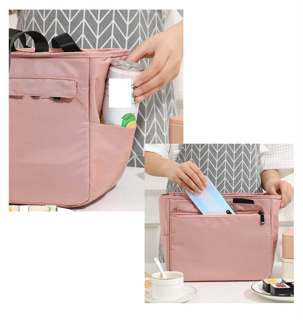 Lunchtasche, L.Ru mit (1-tlg), Seitentaschen UG Thermobehälter Herausnehmen Mahlzeiten Wasserdichte Aluminiumfolie, isolierte Tasche Handtasche aus von zum