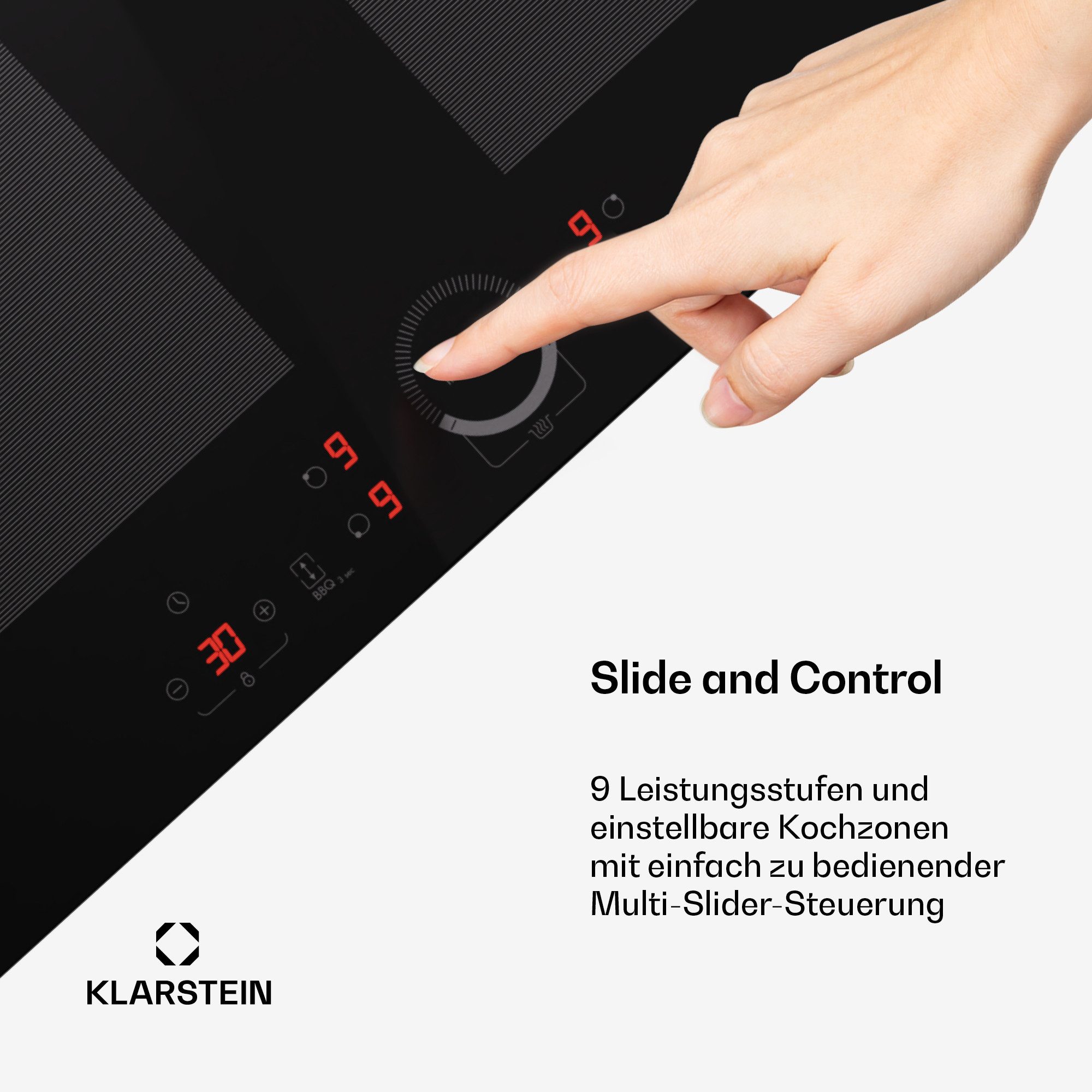 Klarstein Induktions-Kochfeld Delicatessa 70 Flex 10045602, Kochfelder Induktion Hob Flex 4 Zonen 7000 W – Bild 5 von 5
