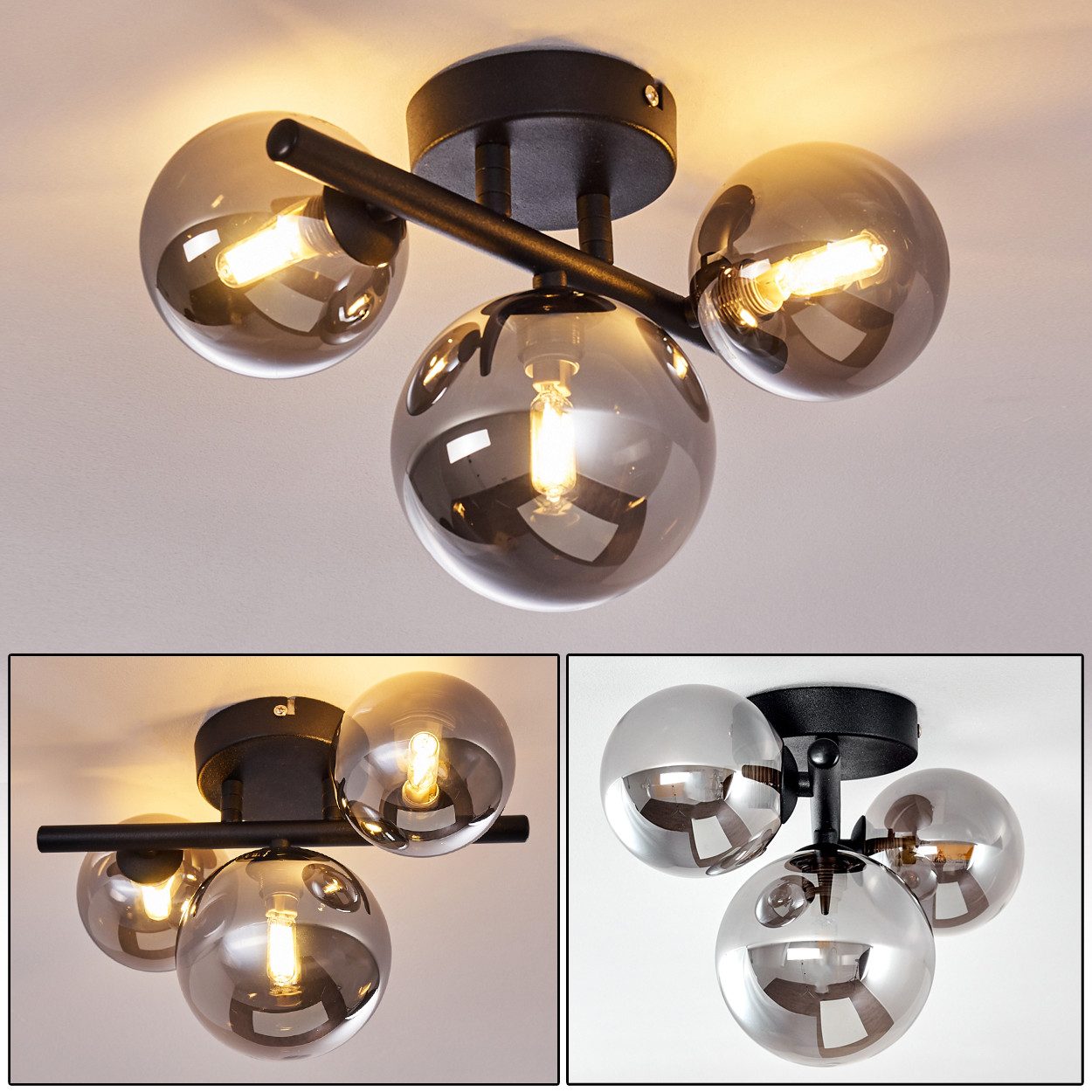 hofstein Deckenleuchte LED Decken Lampen 3-flammig Wohn Schlaf Zimmer Beleu günstig online kaufen