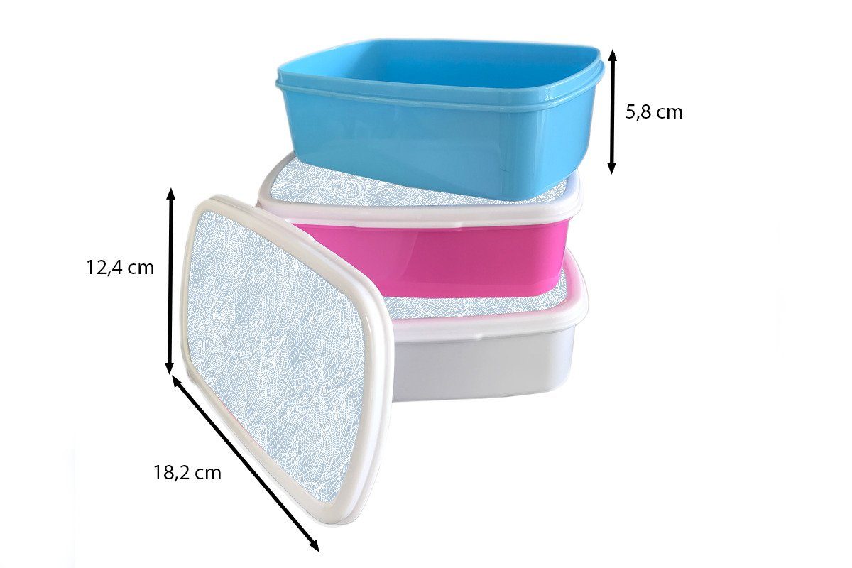 rosa - MuchoWow Brotbox Blätter (2-tlg), Kunststoff, Snackbox, Kinder, Mädchen, Brotdose Lunchbox Winter, Erwachsene, Kunststoff Muster für -