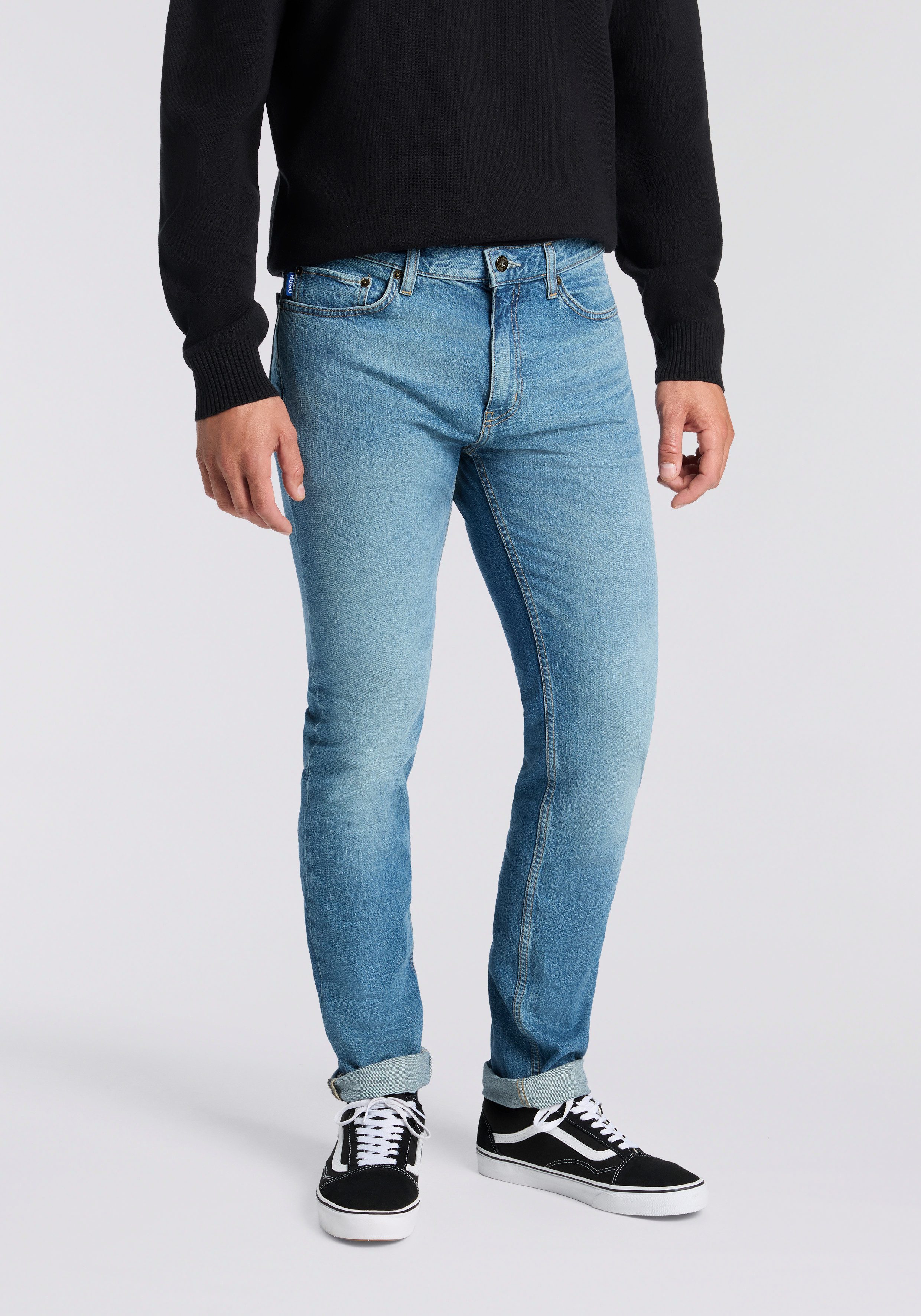 HUGO Blue Slim-fit-Jeans Ash mit Stone-washed-Finish günstig online kaufen