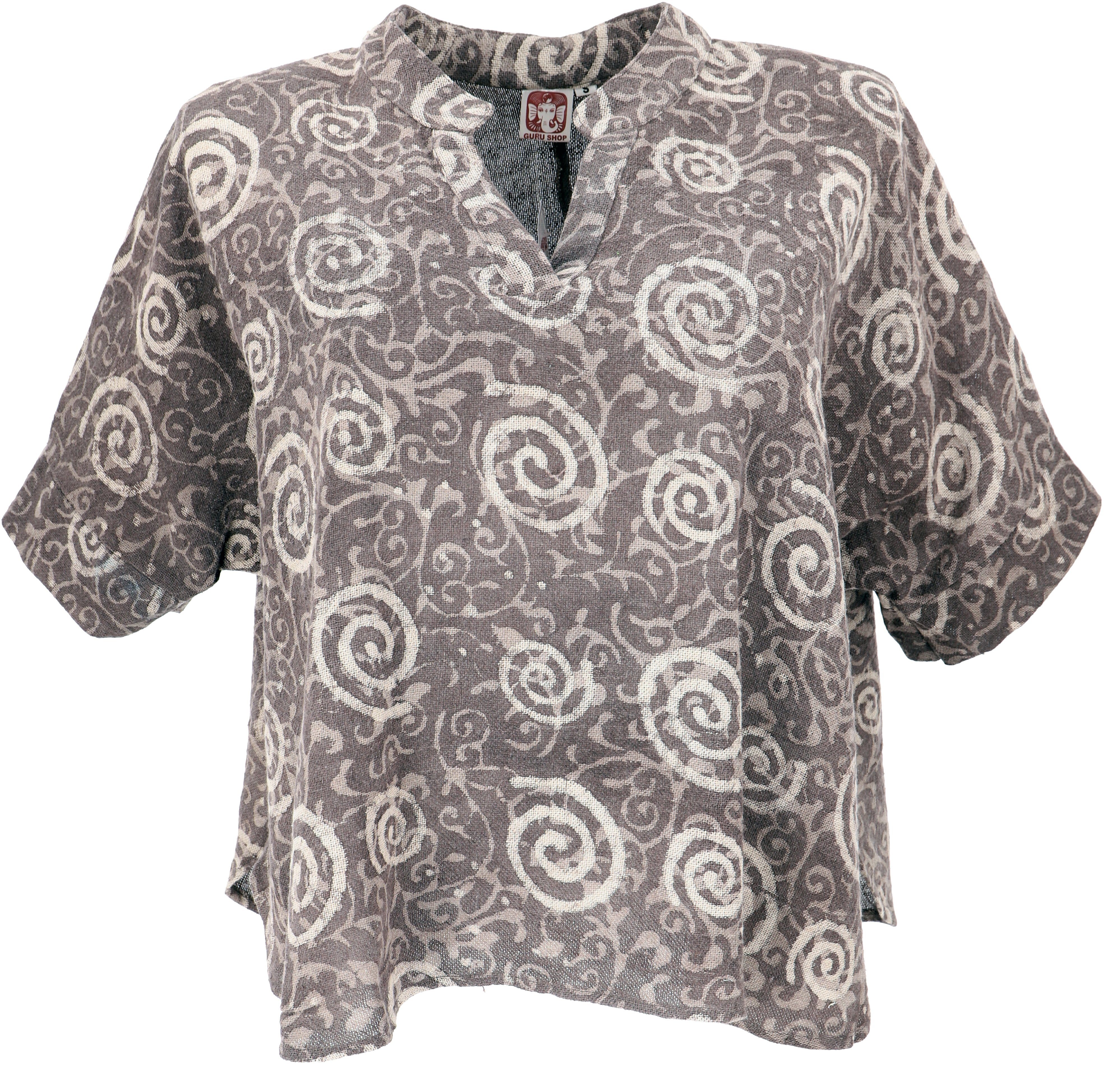 Guru-Shop Longbluse Weites Boho Blusentop mit Fledermausärmeln,.. alternative Bekleidung
