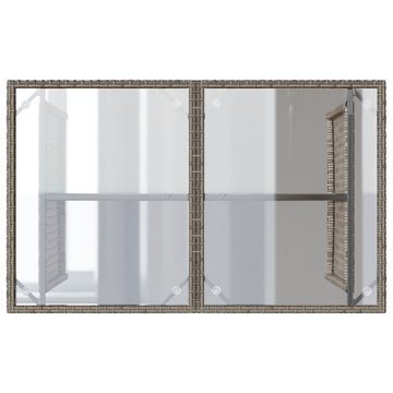 vidaXL Gartentisch Gartentisch mit Glasplatte Grau 110x68x70 cm Poly Rattan