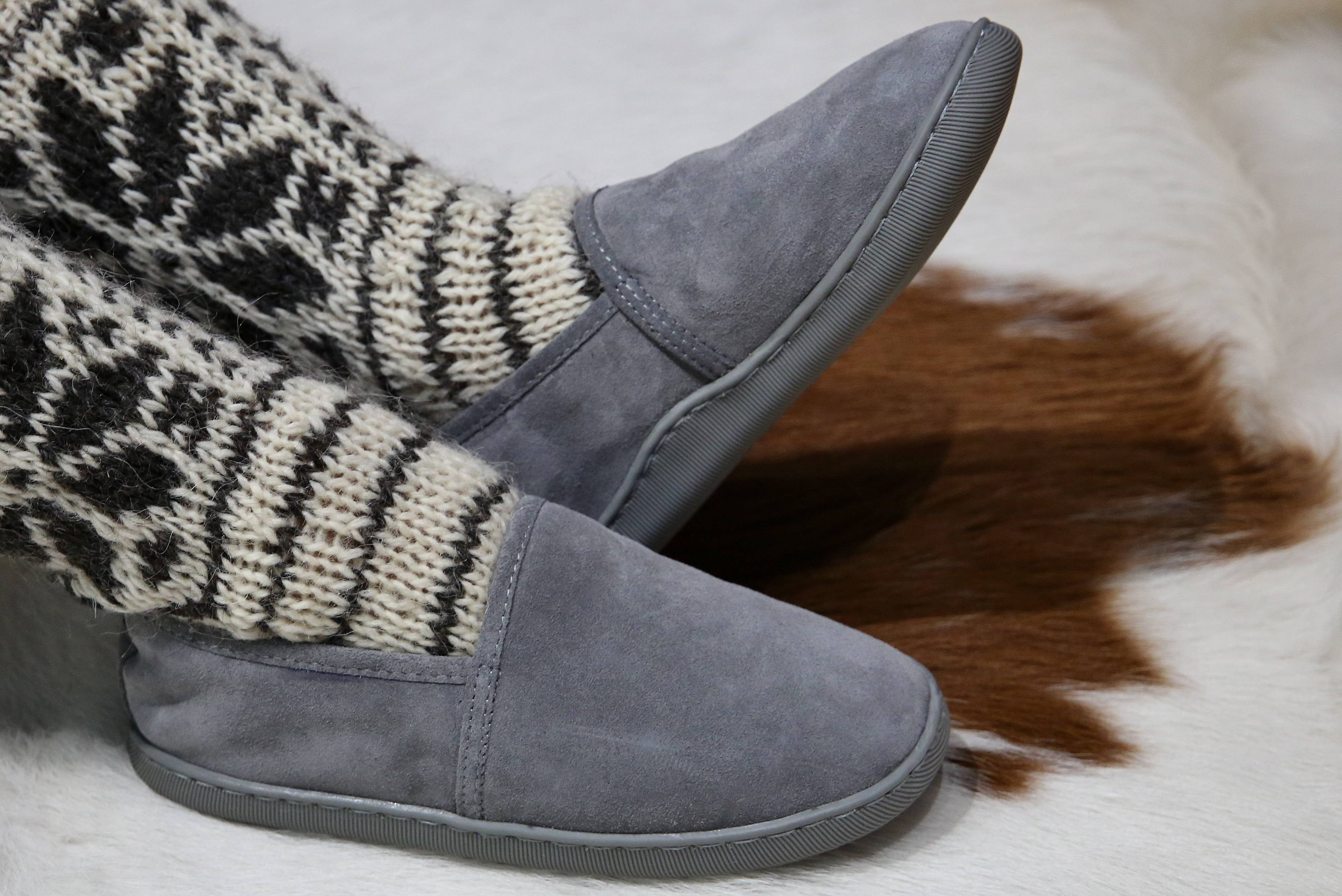 Hollert Hausschuh Unisex Hüttenschuhe Hubert gefüttert Echtleder Merino Schaffell