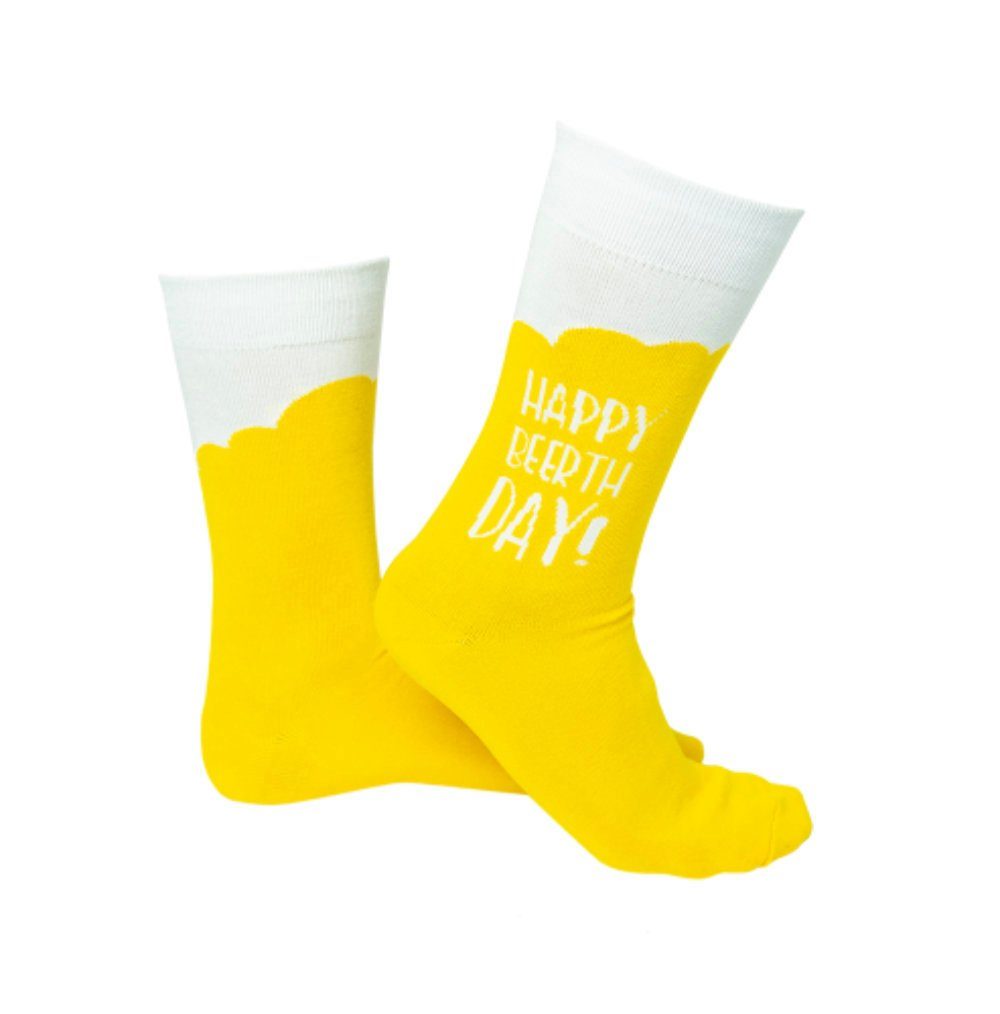 Grafik Werkstatt Socken Coole Socke mit Spruch - Happy Beerthday! - Grösse 41-45 Geschenk