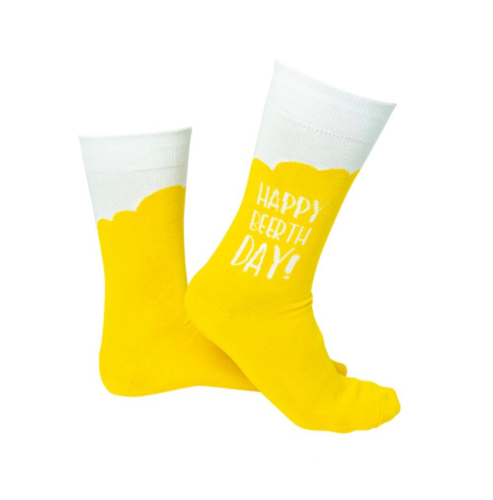 Grafik Werkstatt Socken Coole Socke mit Spruch Happy Beerthday