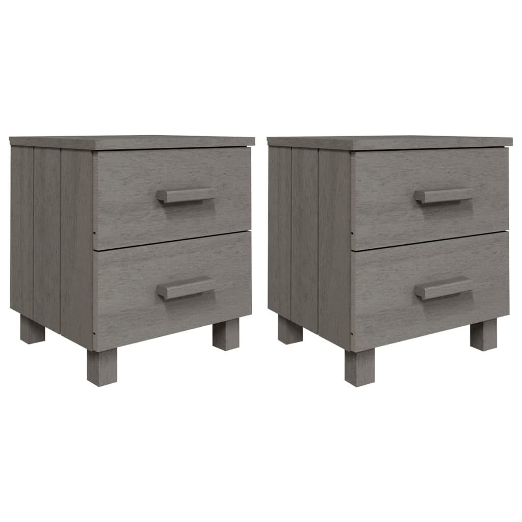 vidaXL Nachttisch NA Nachttische2er Set Hellgrau 40x35x44,5 cm Massiv Kiefernholz