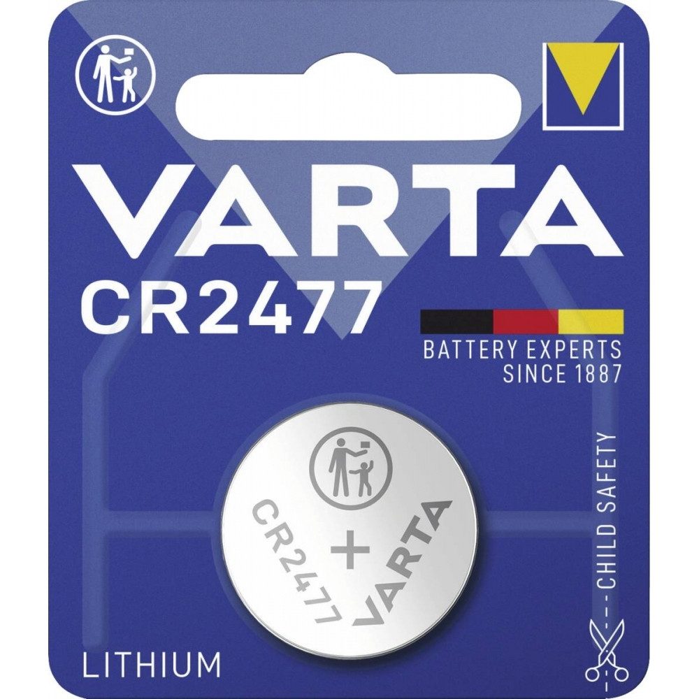 VARTA Varta CR2477 Knopfzelle für Elektronik. Knopfzelle, (3 V V), Lithium-Technologie, 3 Volt Spannung, ideal für Elektronik