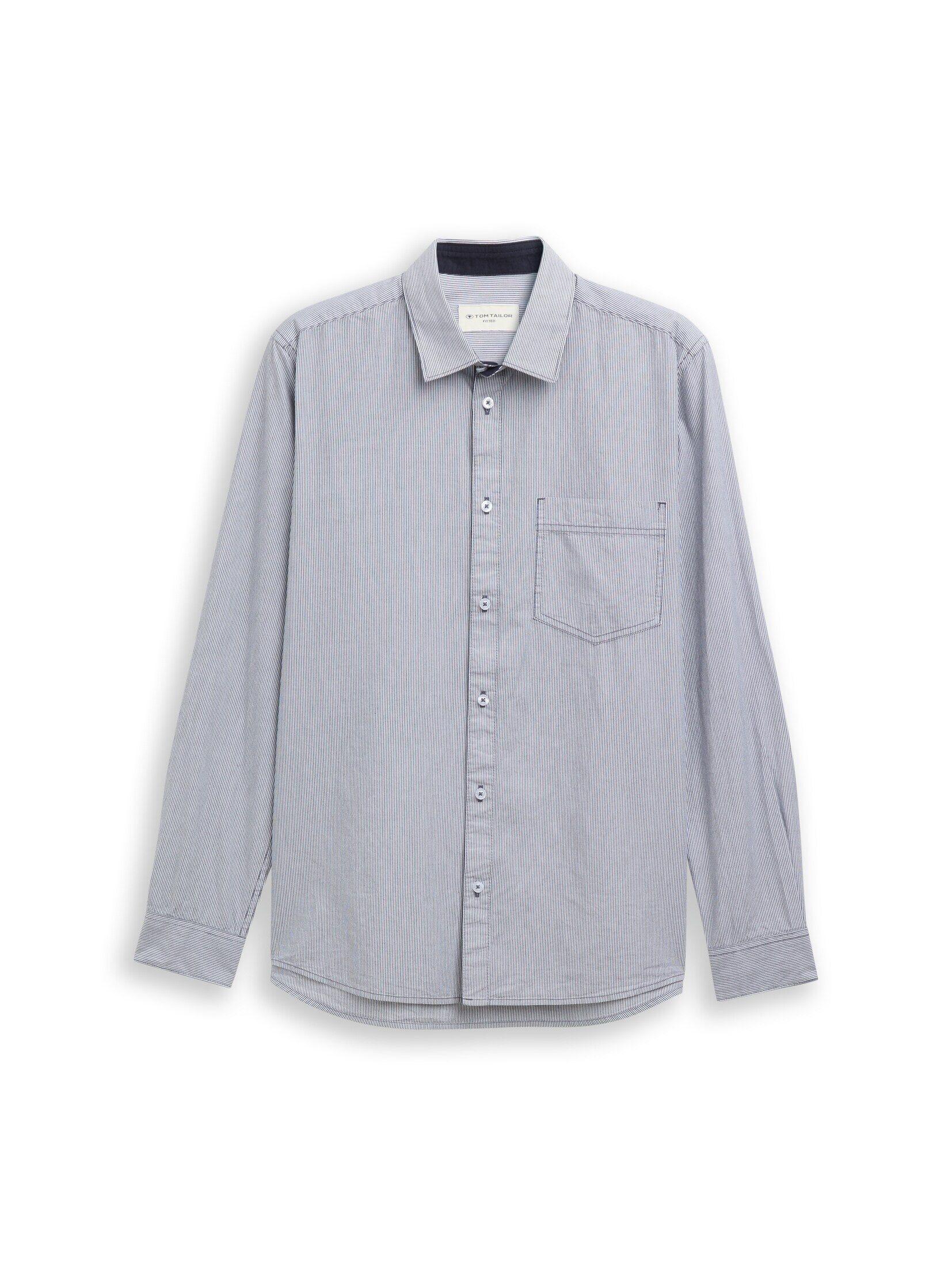 TOM TAILOR Langarmhemd Blusen & Shirts Fitted Hemd aus Baumwolle günstig online kaufen