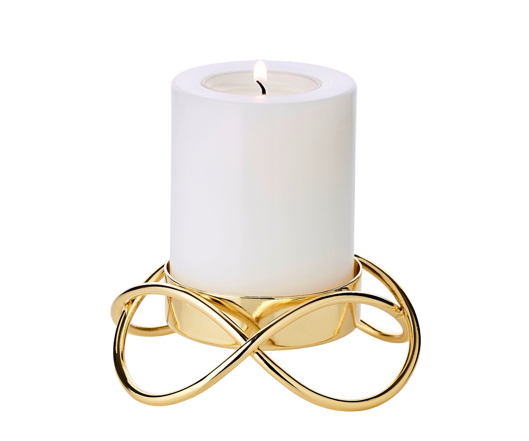 EDZARD Kerzenhalter Bastia S, 2er-Set, Edelstahl, vernickelt, hochglanzpoliert, Gold-Finish, H 3 cm