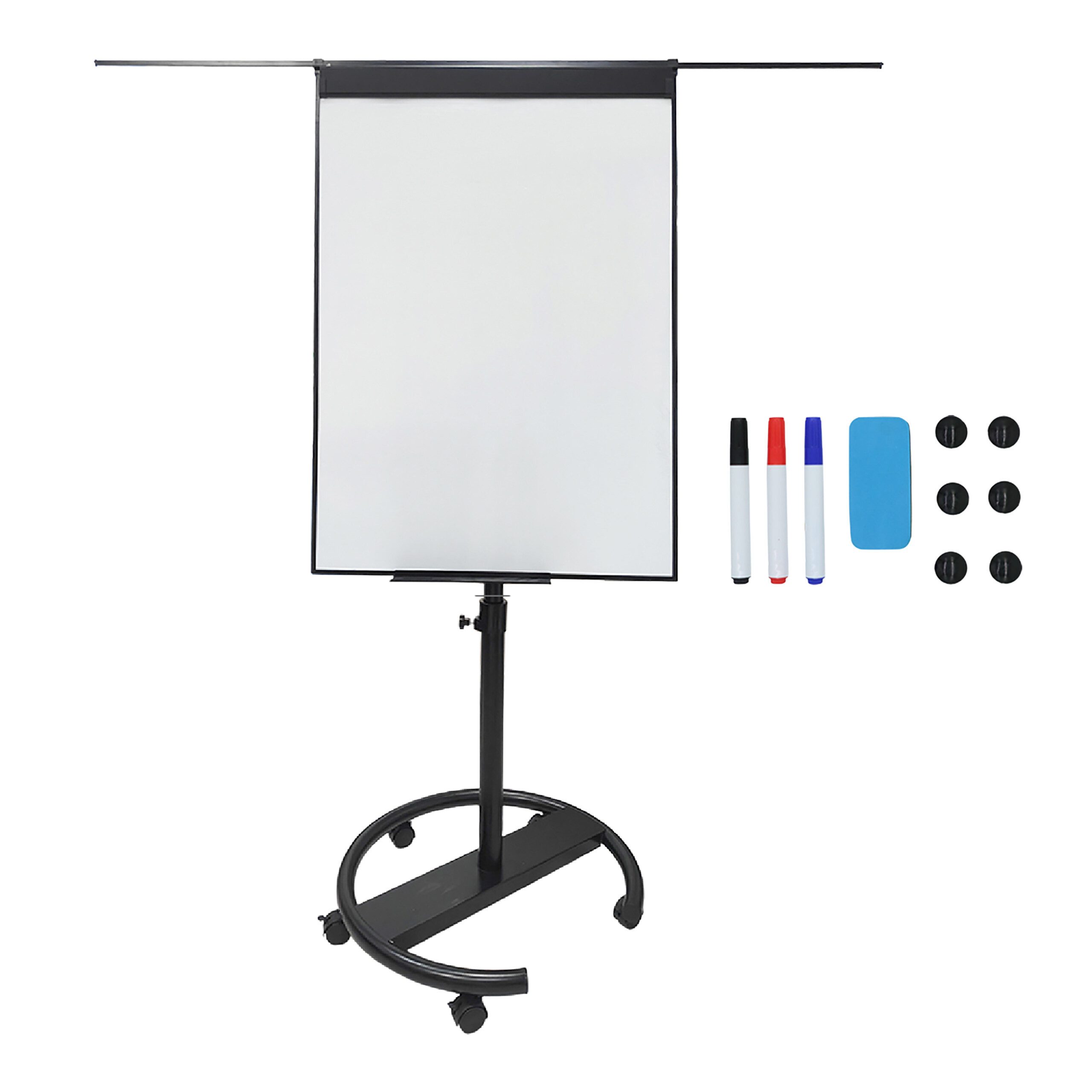 relaxdays Magnettafel Flipchart Whiteboard 100x70 cm 2 Arme, (11-tlg), schwarz