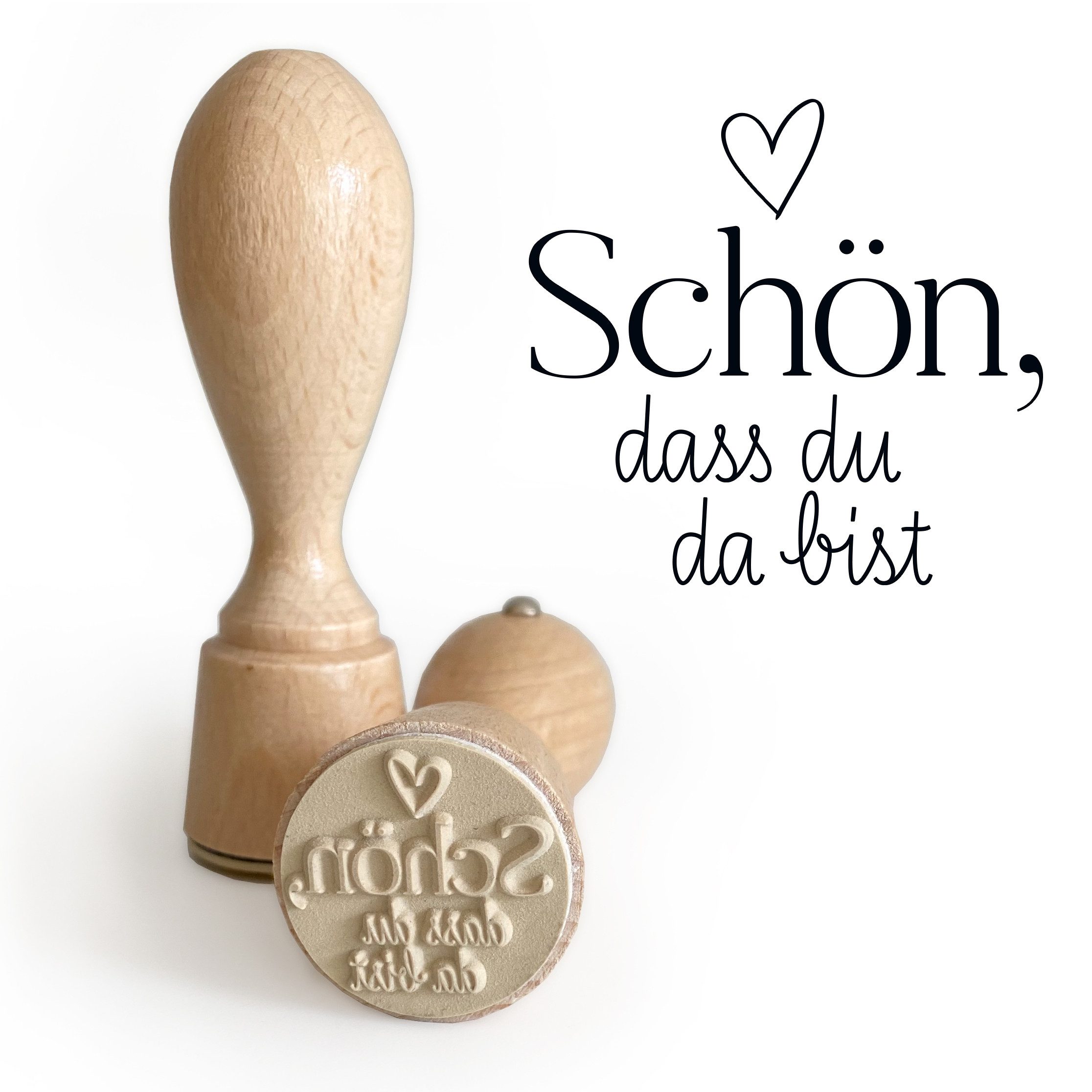 white & ivory Stempel "Schön, dass du da bist", Ø 3 cm, made in Germany