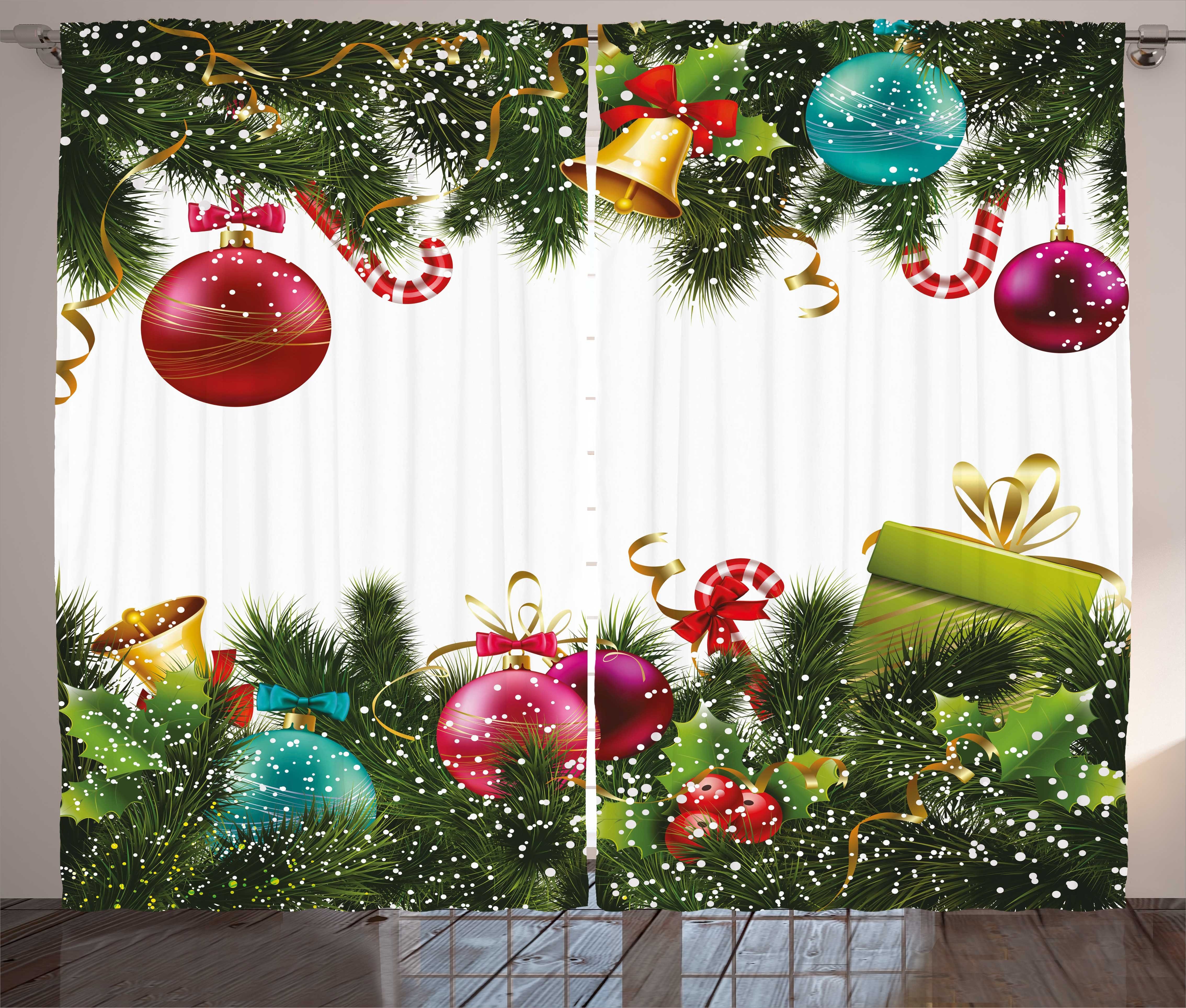 Gardine Schlafzimmer Kräuselband Vorhang mit Schlaufen und Haken, Abakuhaus, Weihnachten Neue Jahr-Gruß