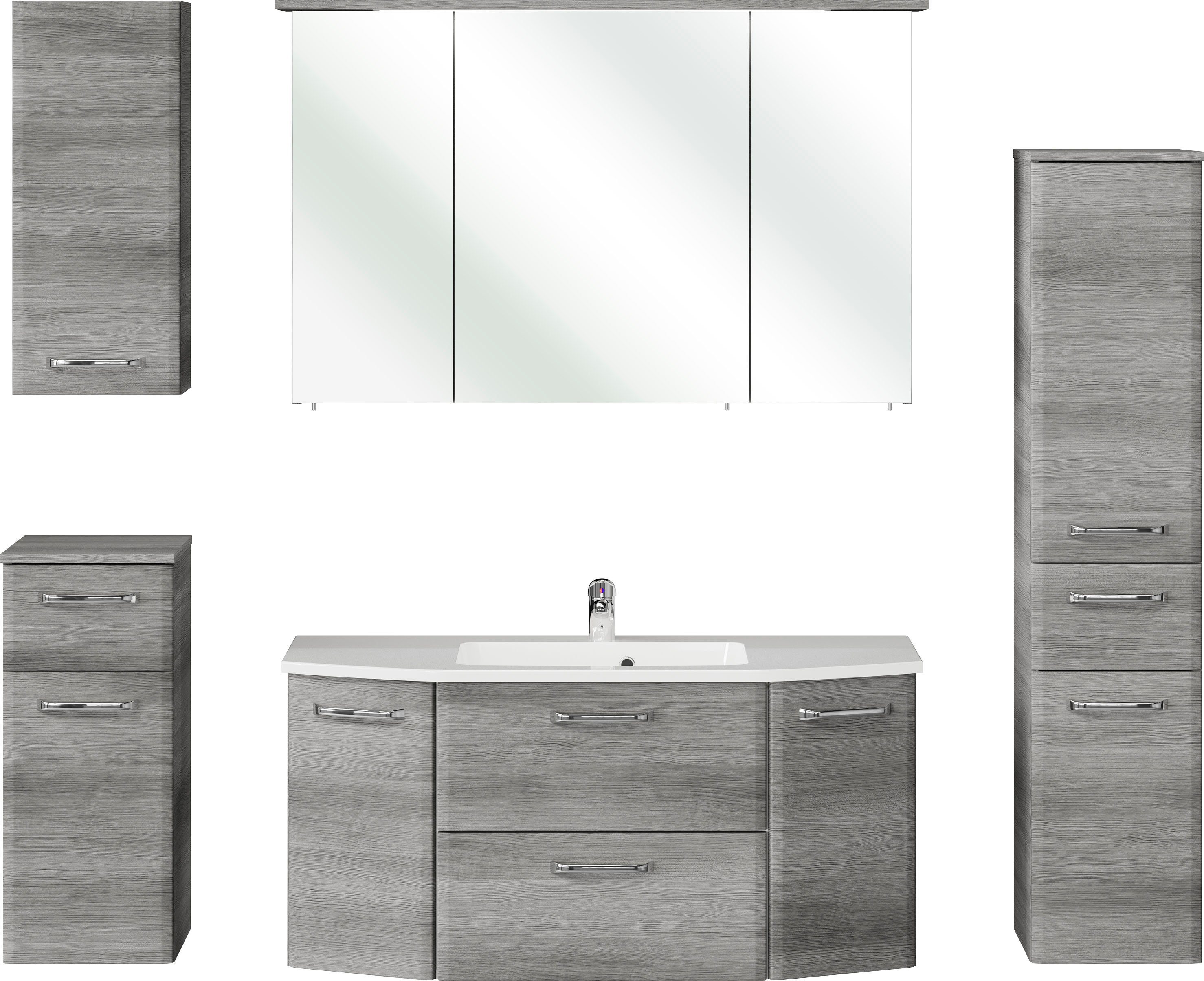 Saphir Badmöbel-Set Quickset 5-teilig, Mineralmarmor-Waschtisch und LED-Spi günstig online kaufen