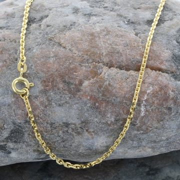 HOPLO Goldkette Ankerkette diamantiert Länge 42cm - Breite 1,9mm - 585-14 Karat Gold, Made in Germany