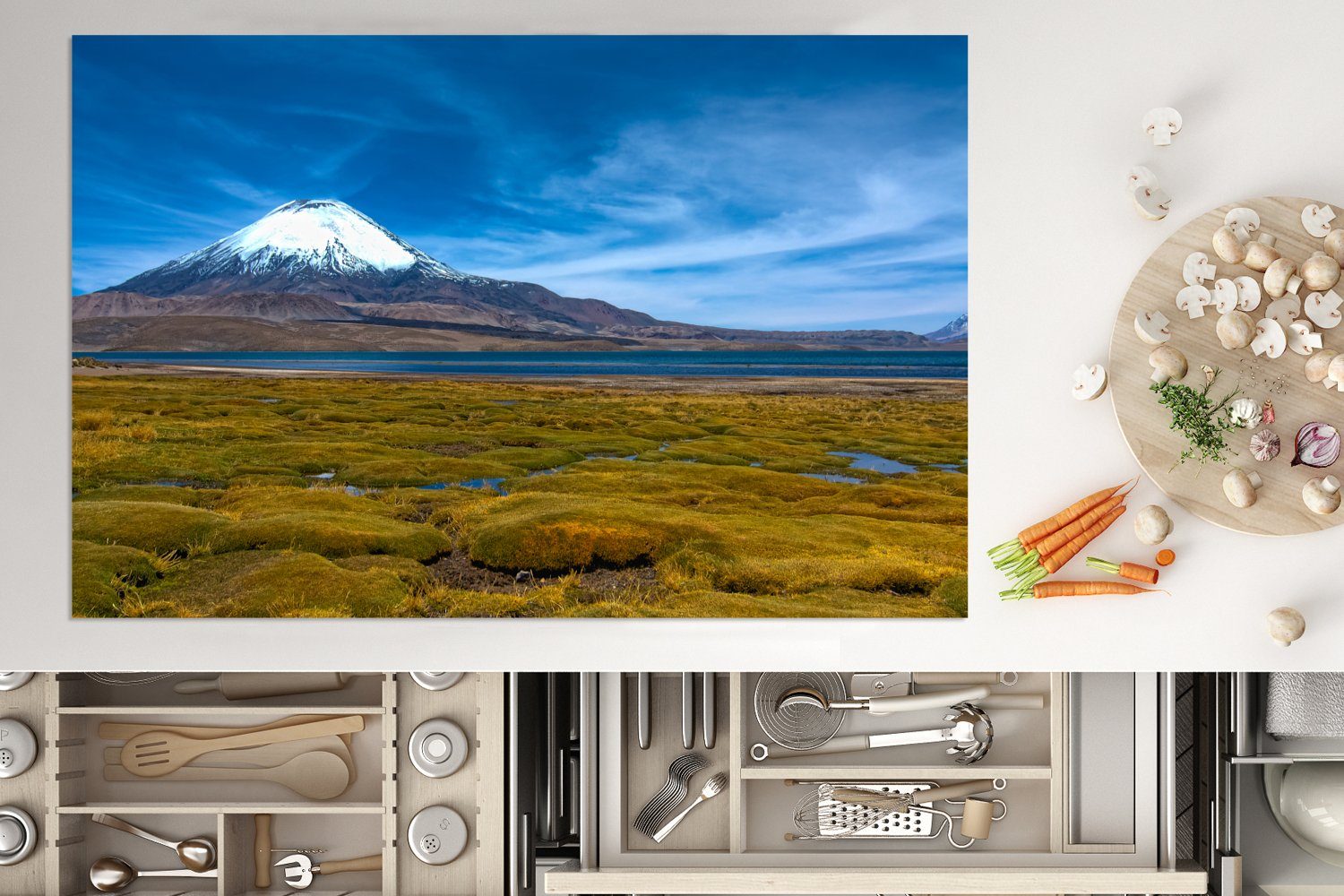 MuchoWow Herdblende-/Abdeckplatte Umwelt Induktionskochfeld cm, tlg), in küche, Vinyl, im Südamerika, 81x52 für die Lauca-Nationalpark Schutz Ceranfeldabdeckung (1