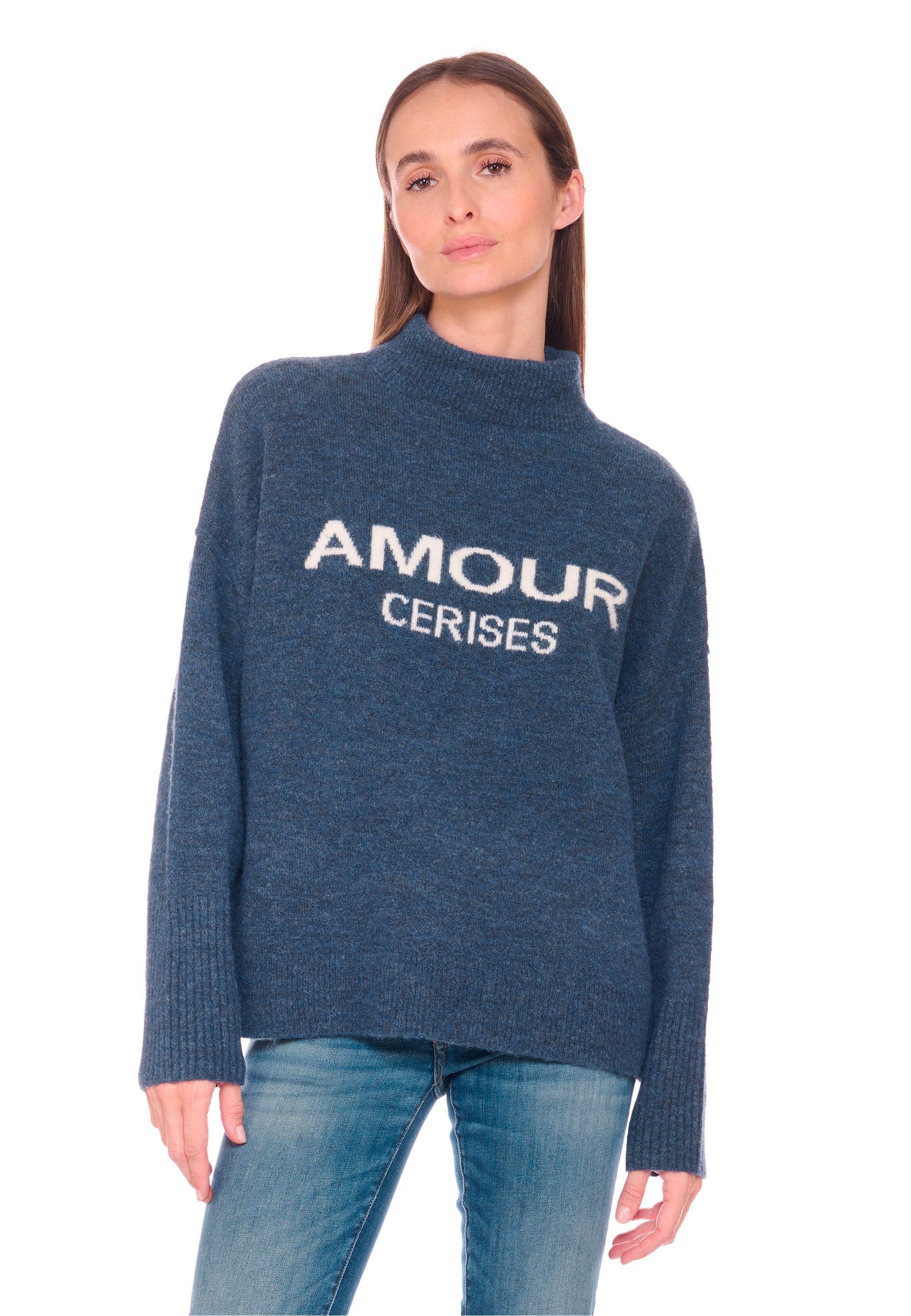 Le Temps Des Cerises Rollkragenpullover DARRY mit AMOUR CERISES-Schriftzug