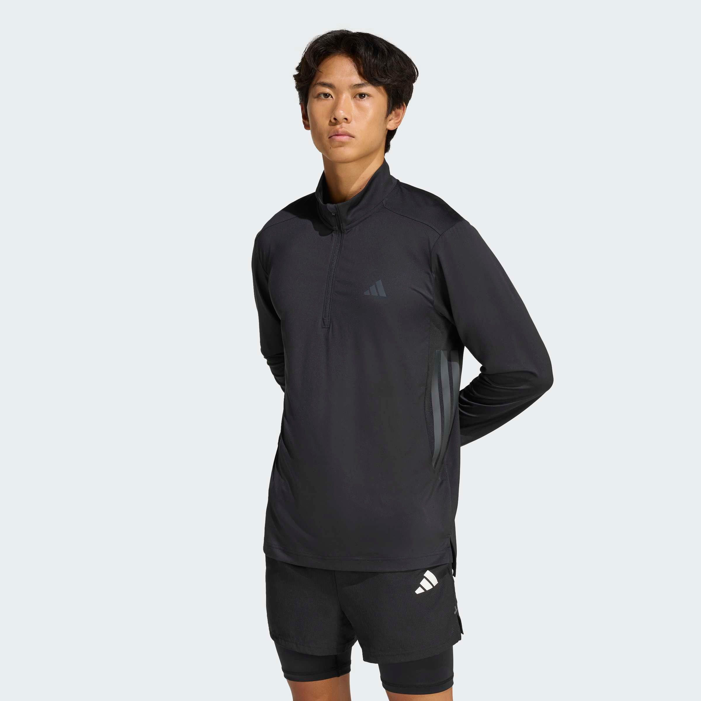 adidas Performance Sweatshirt TECH ESSENTIALS WORKOUT 1/4 ZIP mit Rundhalsausschnitt, ohne Verschluss, aus Polyester und Elasthan