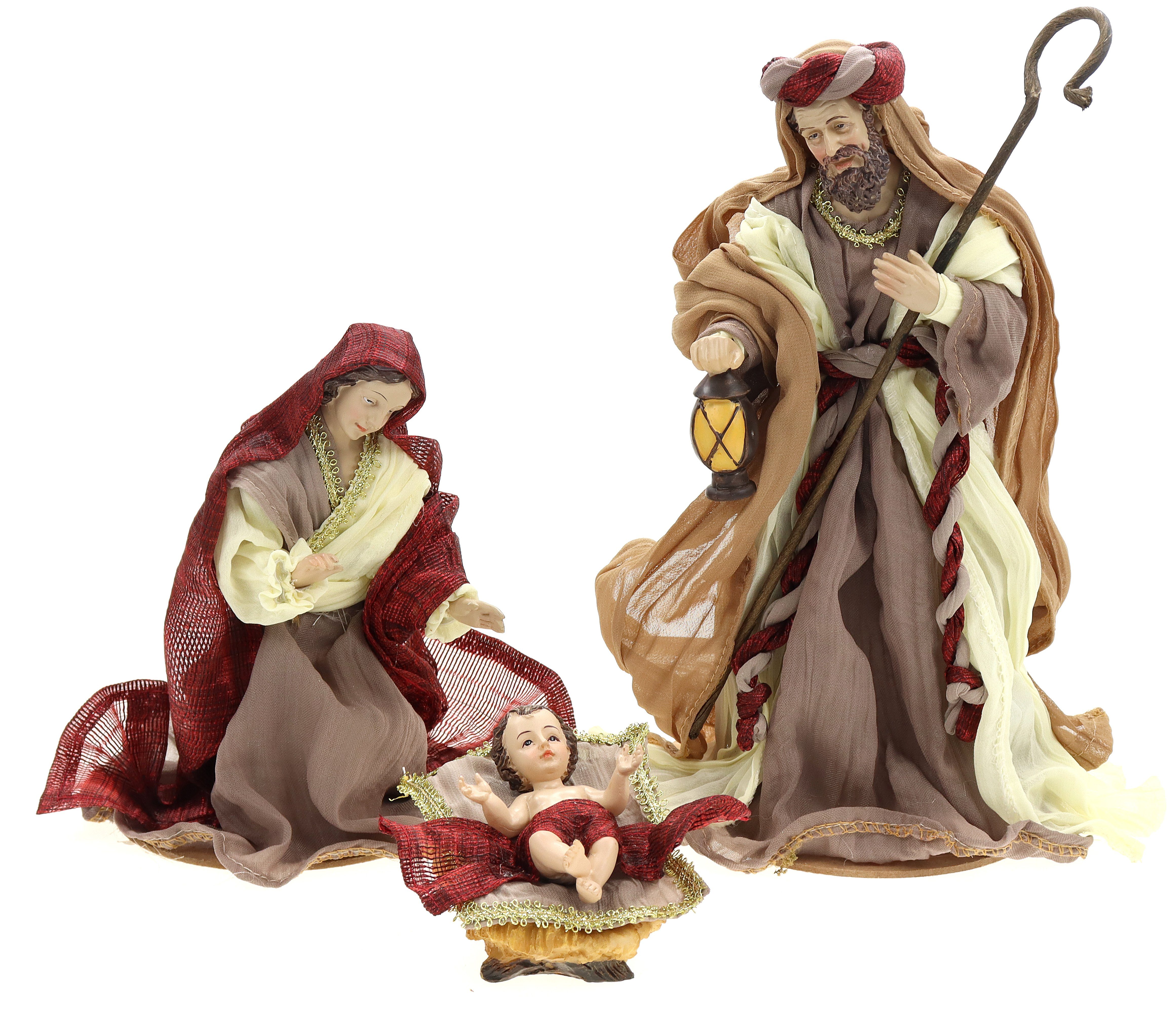 10-teilig, bis St) Kleidern, & Krippenfiguren 27cm mit Set ELLUG heilige heilige Krippenfigur (10 Höhe Könige, Familie drei