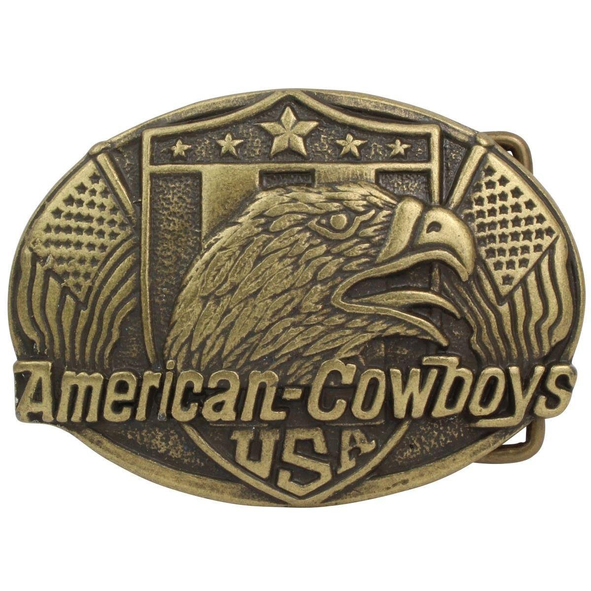 BELTINGER Gürtelschnalle American Cowboy 4,0 cm - Buckle Gürtelschließe Reitaccessoires 40mm - Altmessing