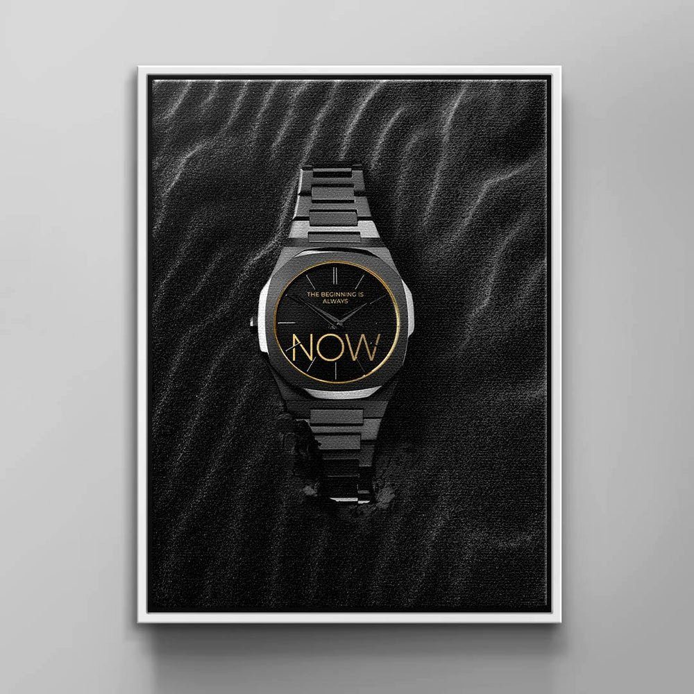 Leinwandbild Motiv SAND, DOTCOMCANVAS® Pure Uhren - weißer Attitude Leinwandbild, Premium Rahmen
