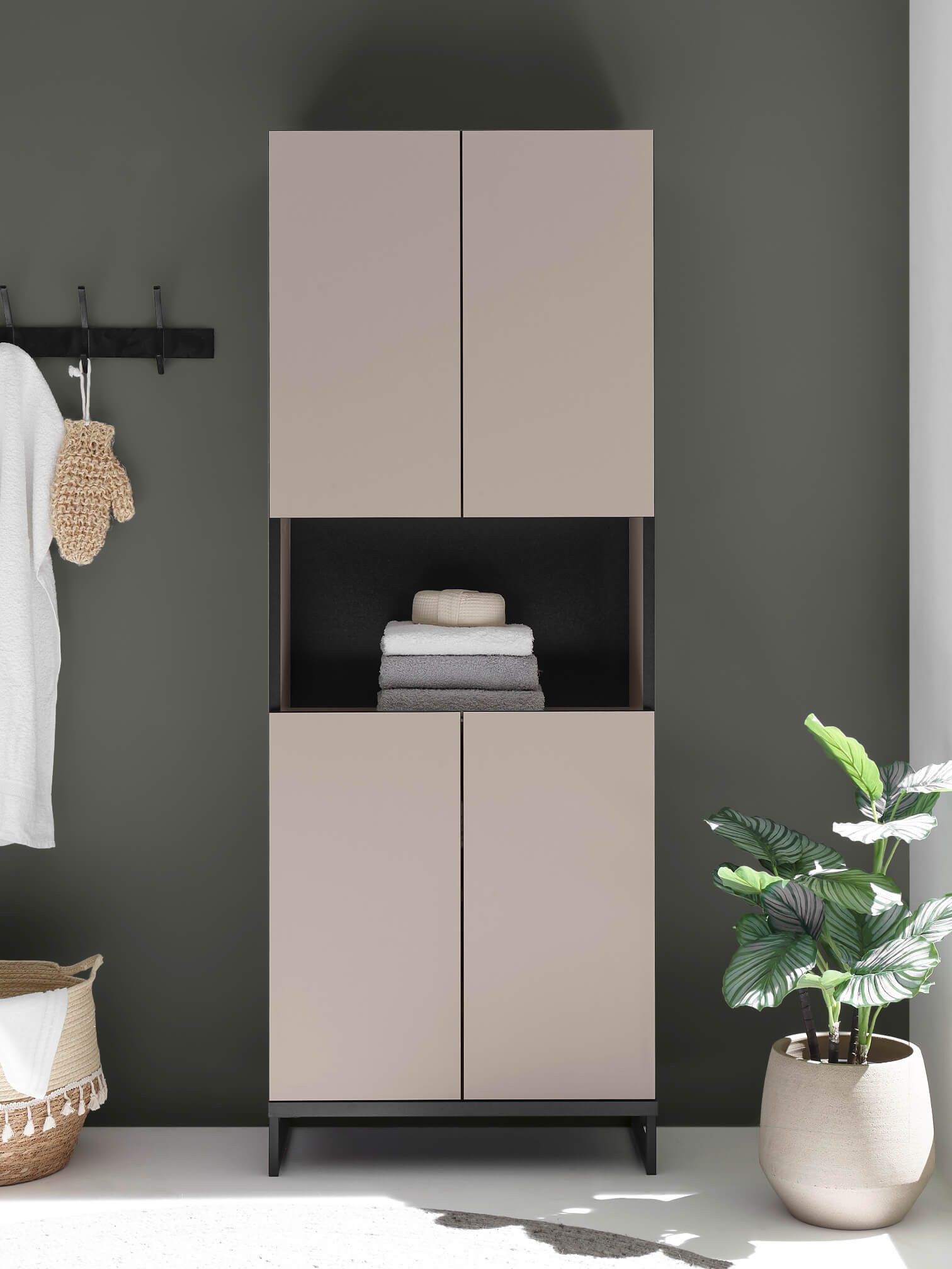 moebel-dich-auf Hochschrank VENEZIA (breiter Badezimmer Wandschrank in kaschmir 60 cm breit) – Bild 5 von 5