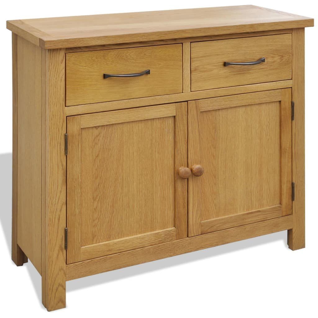 vidaXL Sideboard Sideboard 90x33,5x83 cm Massivholz Eiche (1 St), Eiche Holz Sideboard Highboard Anrichte Kommode Buffet 90×33,5×83 cm