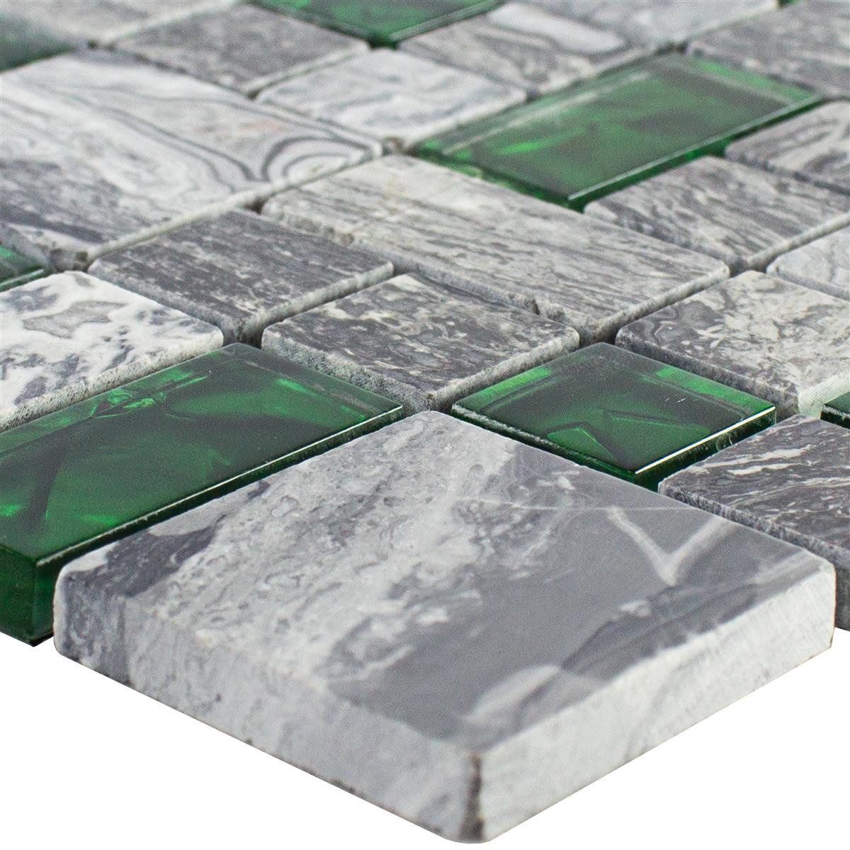 Mosafil Mosaikfliesen Glas Naturstein Mosaik Fliesen Manavgat 2 Mix, Glas 30.000x30.000, grün, Wasserfest