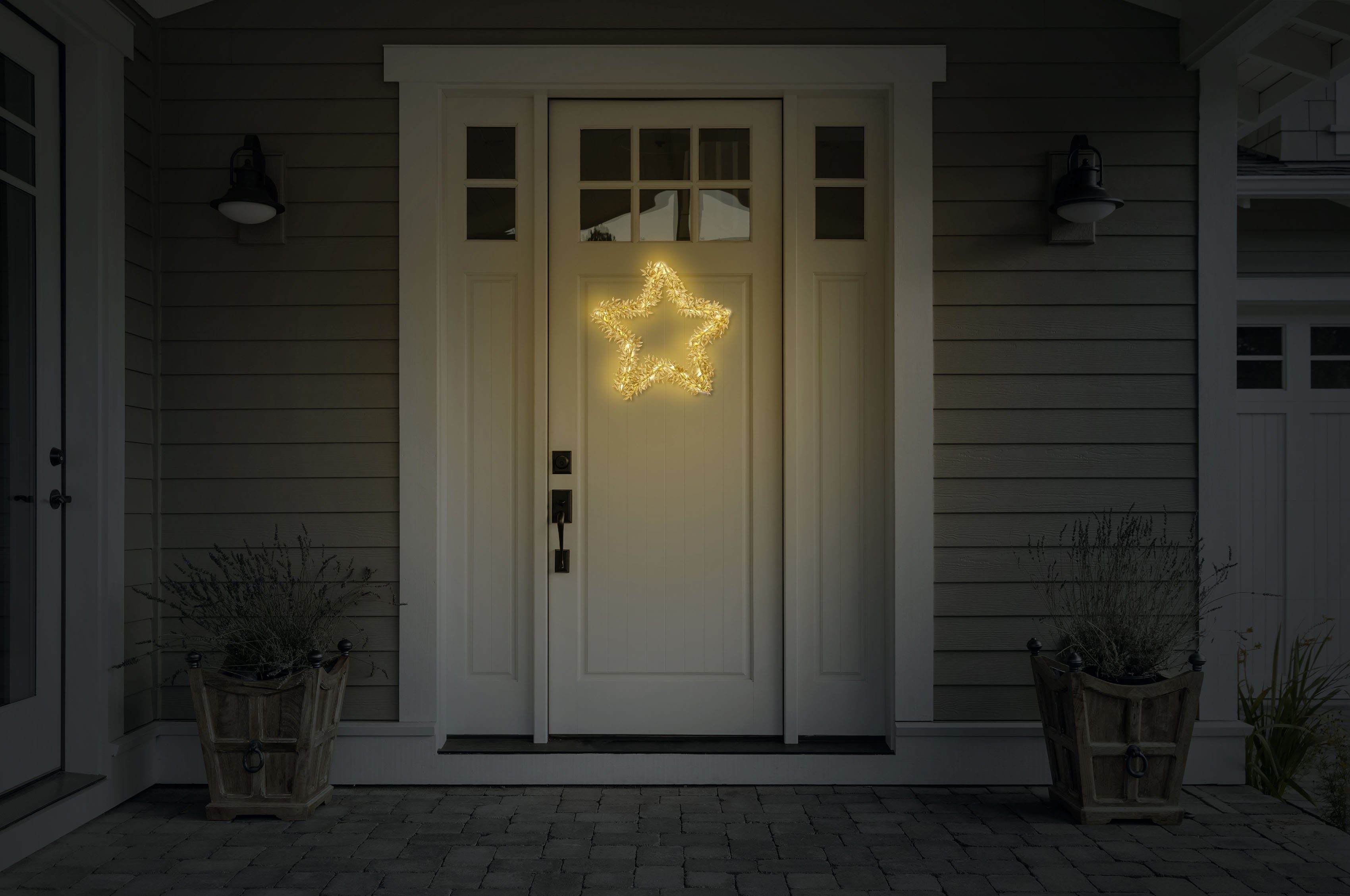 näve LED Dekoobjekt LED Deko Stern, Ein-/Ausschalter, LED fest integriert, Warmweiß, gold,warmweiß, incl. Timer (6on/18off), Ø 50 cm, Weihnachtsdeko