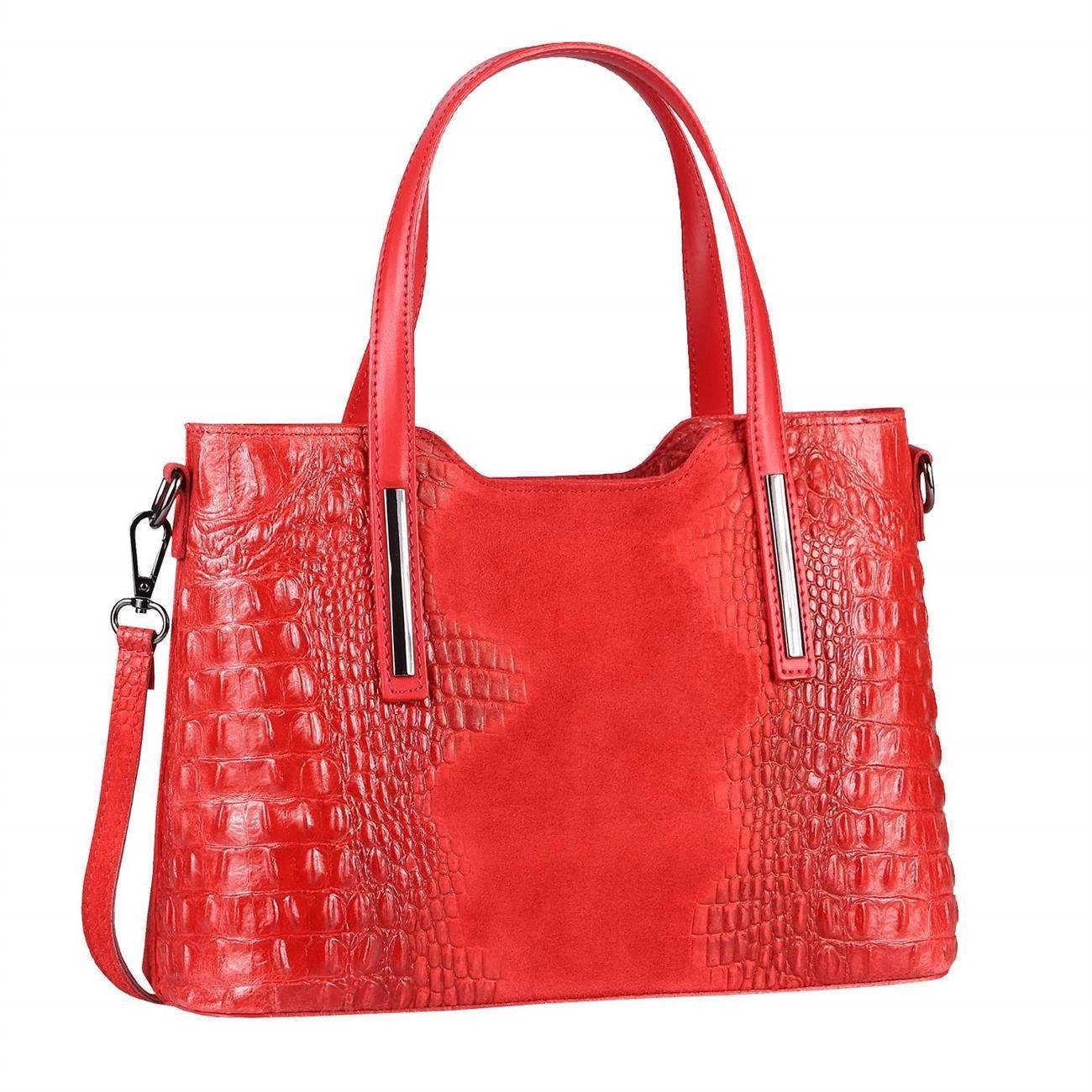 ITALYSHOP24 Schultertasche Made in Italy Damen Leder Handtasche, als CrossOver, Umhängetasche, Shopper tragbar