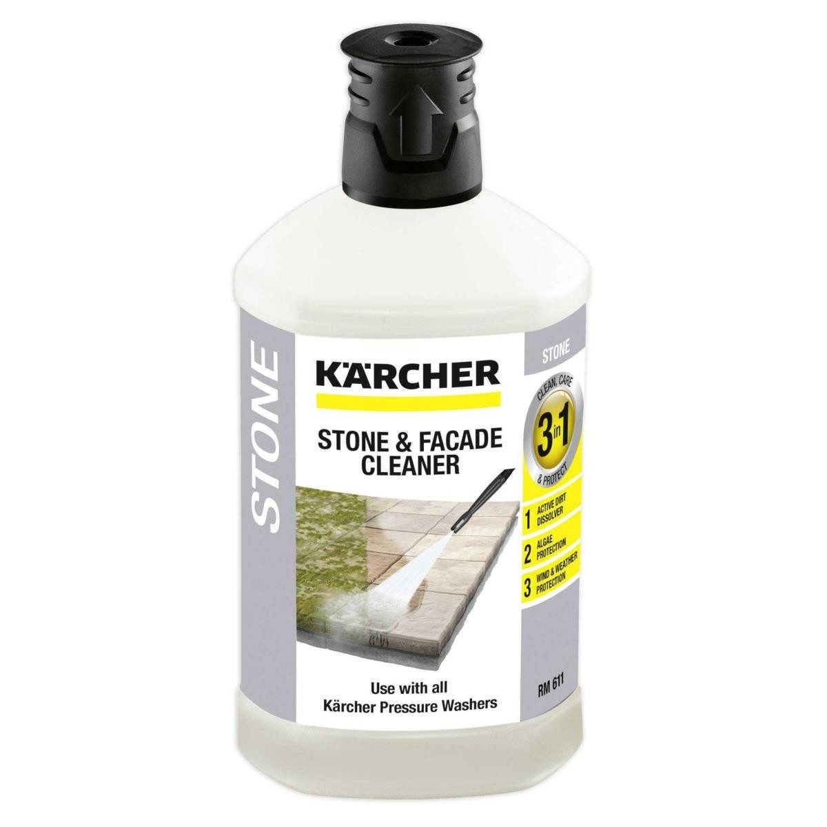 Akku-Hochdruckreiniger Stone & Facade 3 in 1 Reiniger Flüssigkeit Flasche 1 L maschinenfertig