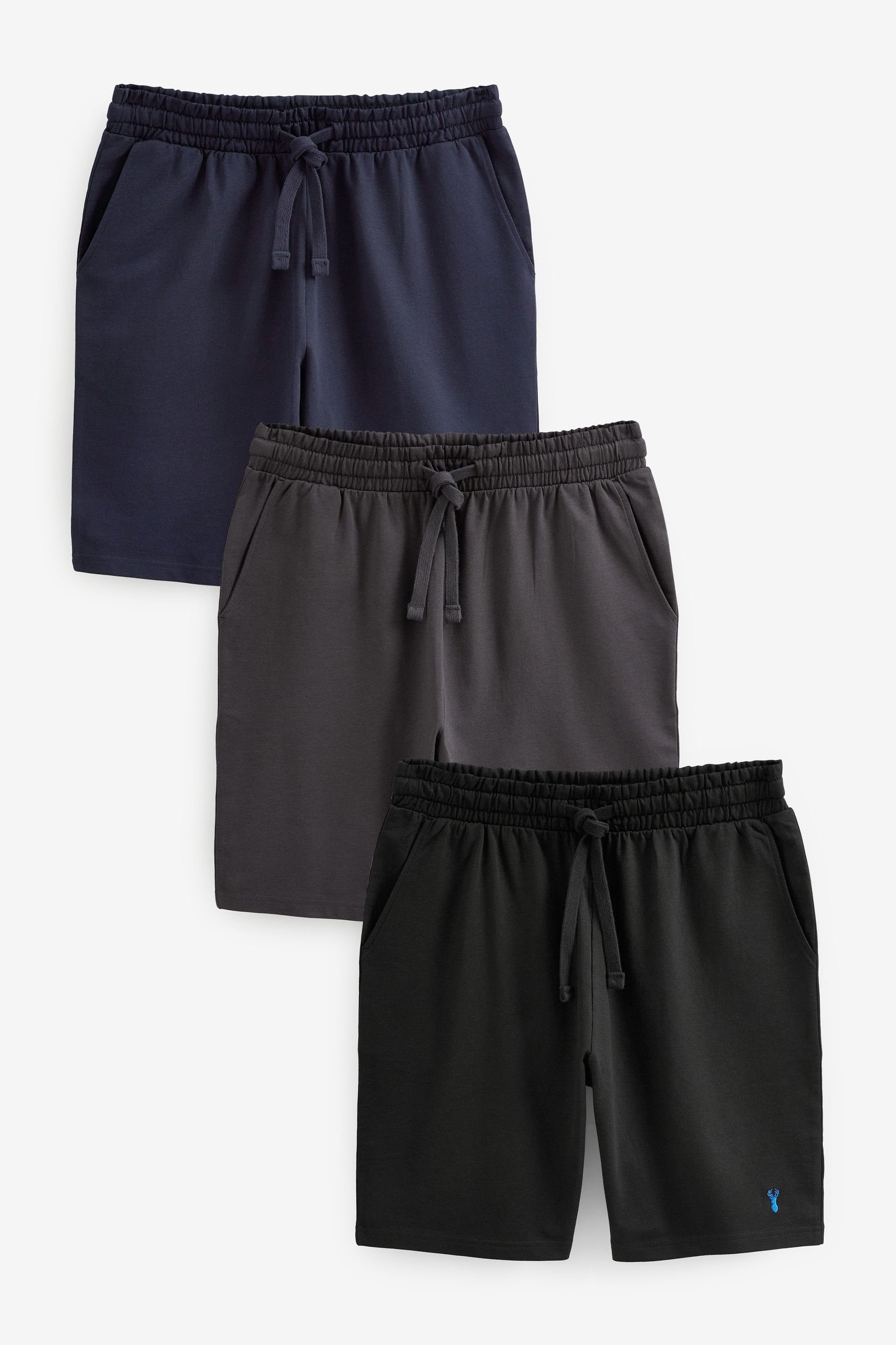 Next Schlafshorts Leichte Shorts, 3er-Pack (3-tlg) Navy Blue/Grey/Black